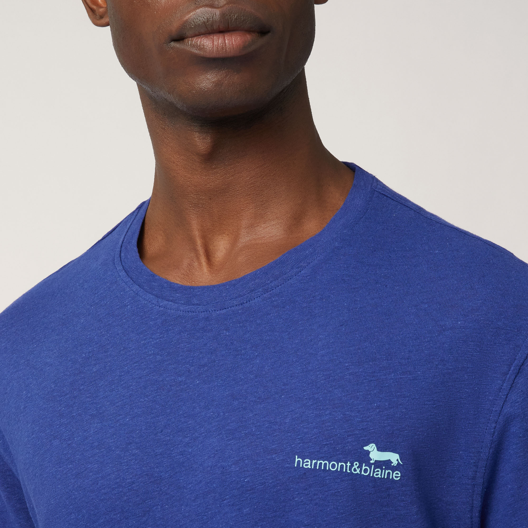 T-Shirt aus Leinen und Baumwolle, Blau, large image number 2