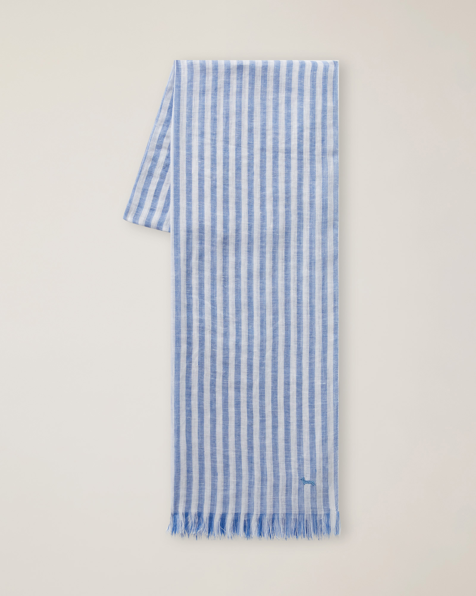 Sorbet Striped Linen Scarf, Light Blue, large