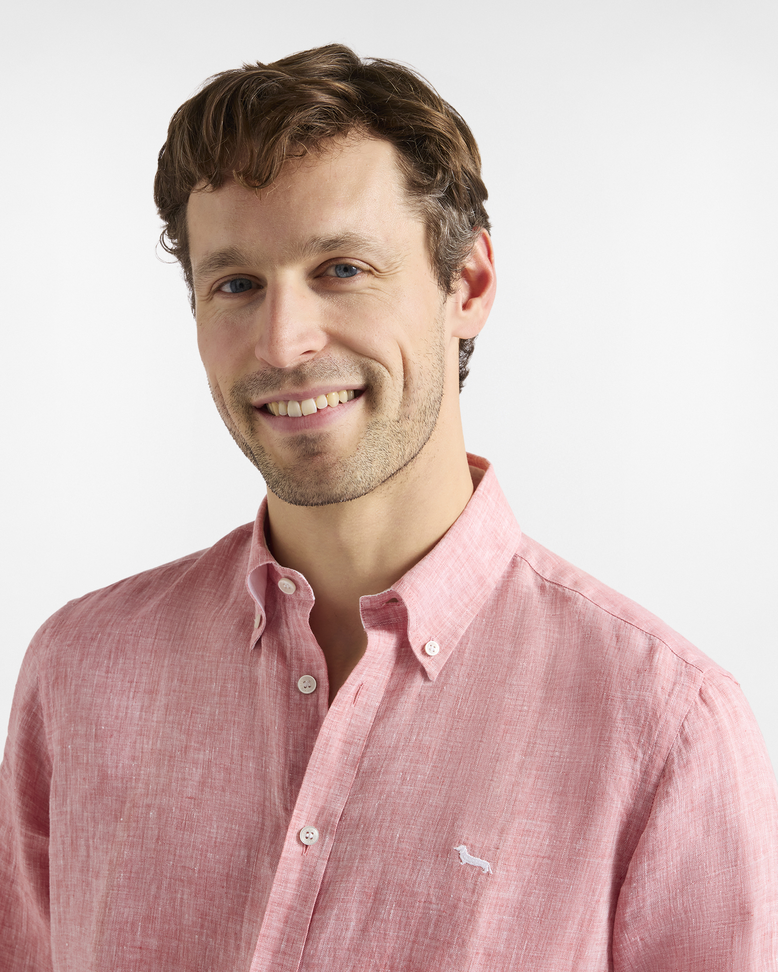 Regular-fit pure linen shirt, Brown/Red, large image number 1