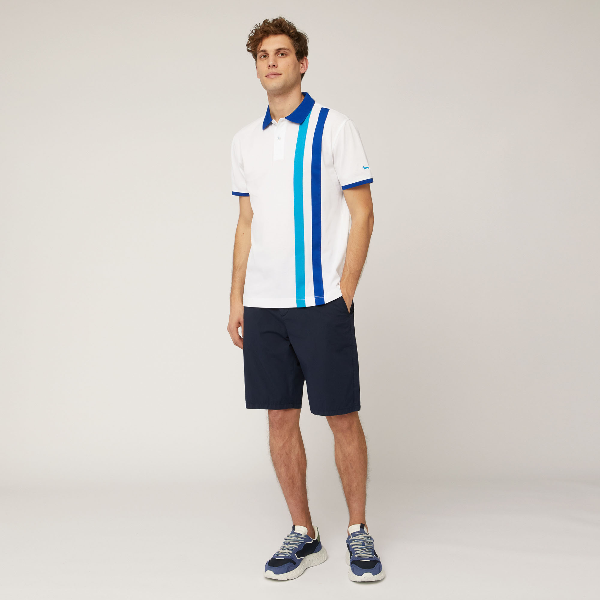 Polo with Contrasting Bands, White, large image number 3
