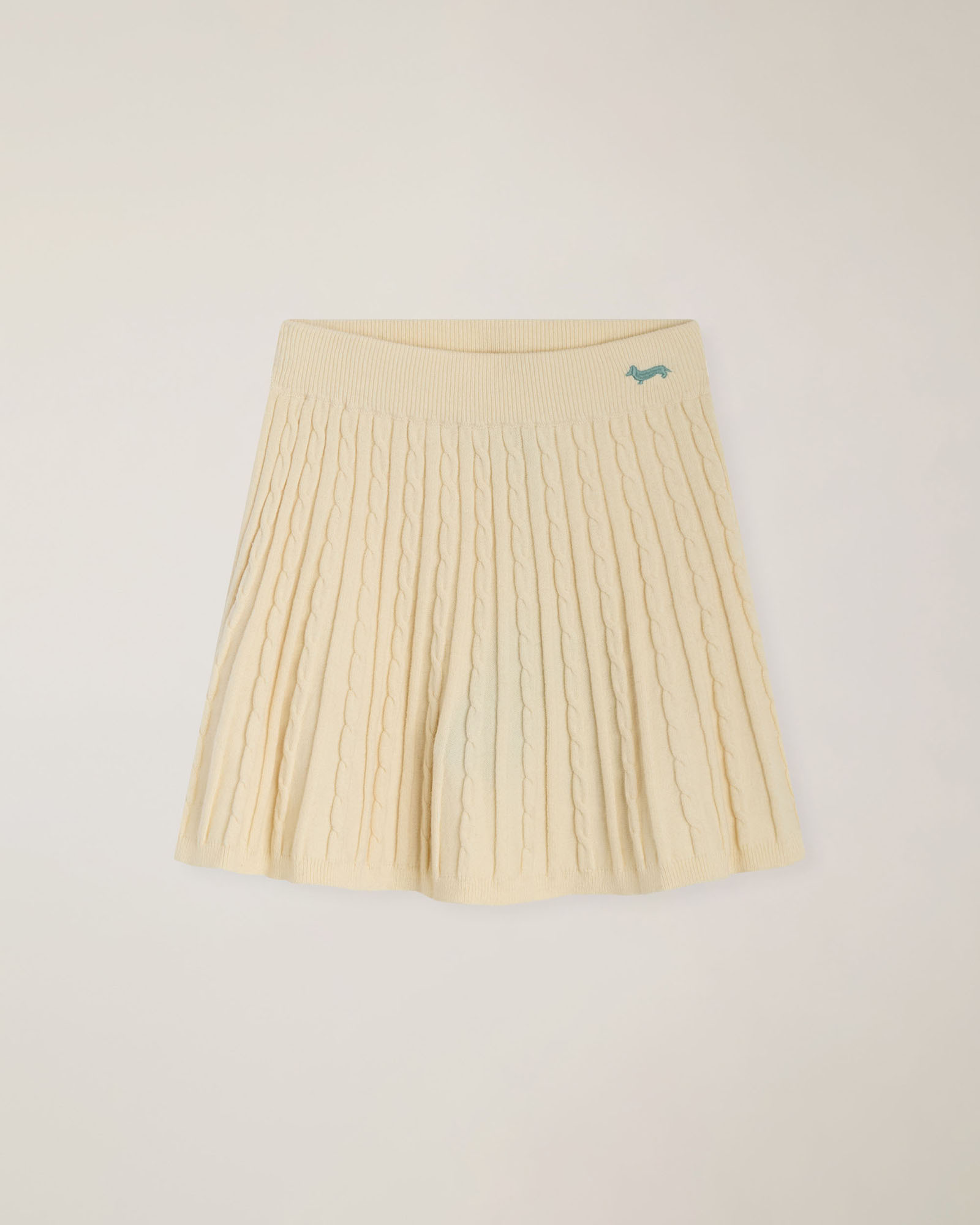 Knitted skirt with cable knit & embroidered logo