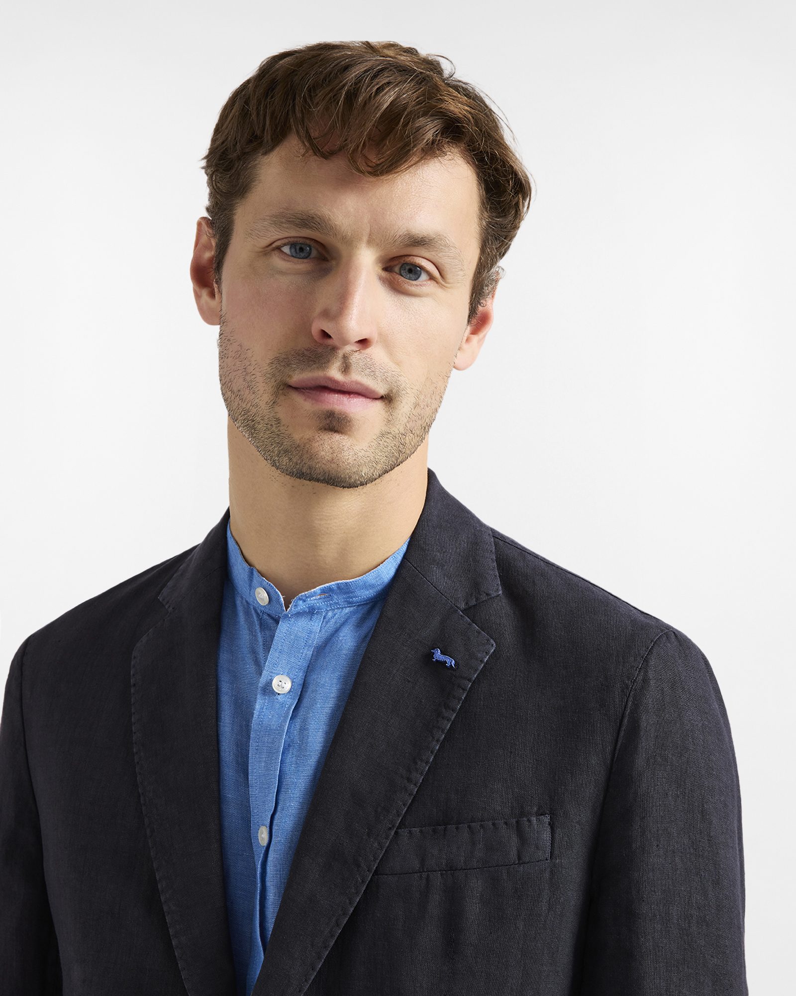 Giacca monopetto in puro lino, Blu, large image number 2