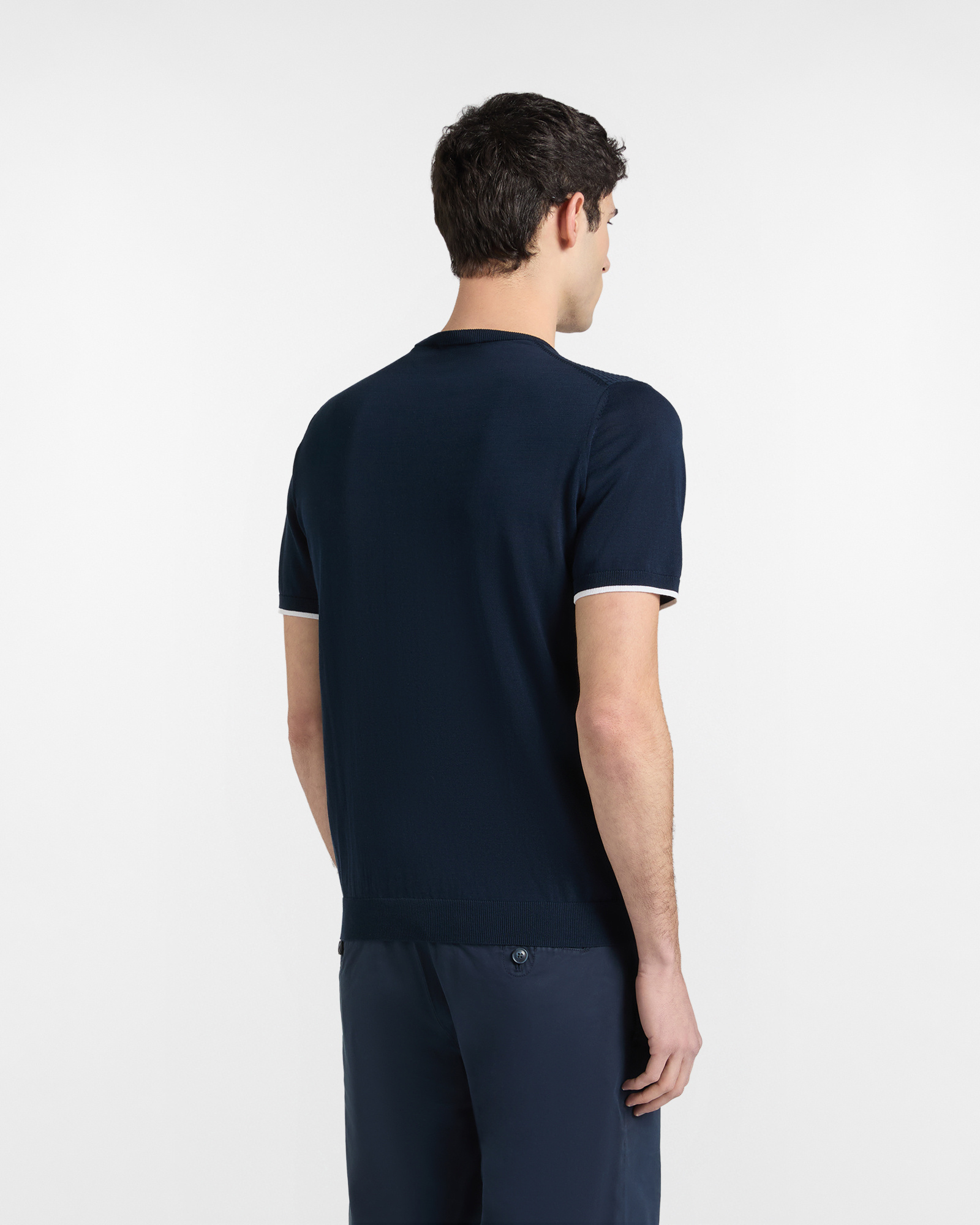 Knit T-shirt with 3D processing, Blue, large image number 1