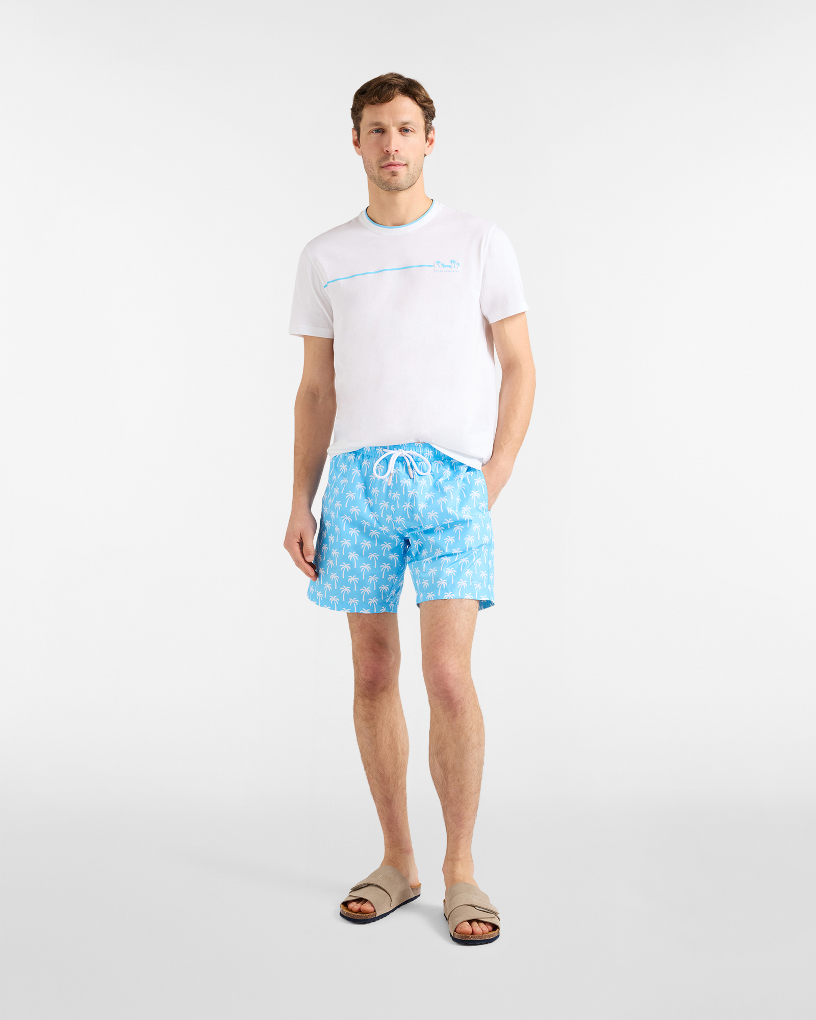 Camiseta con estampado tem&aacute;tico de mar para hombre, Azul, large image number 3