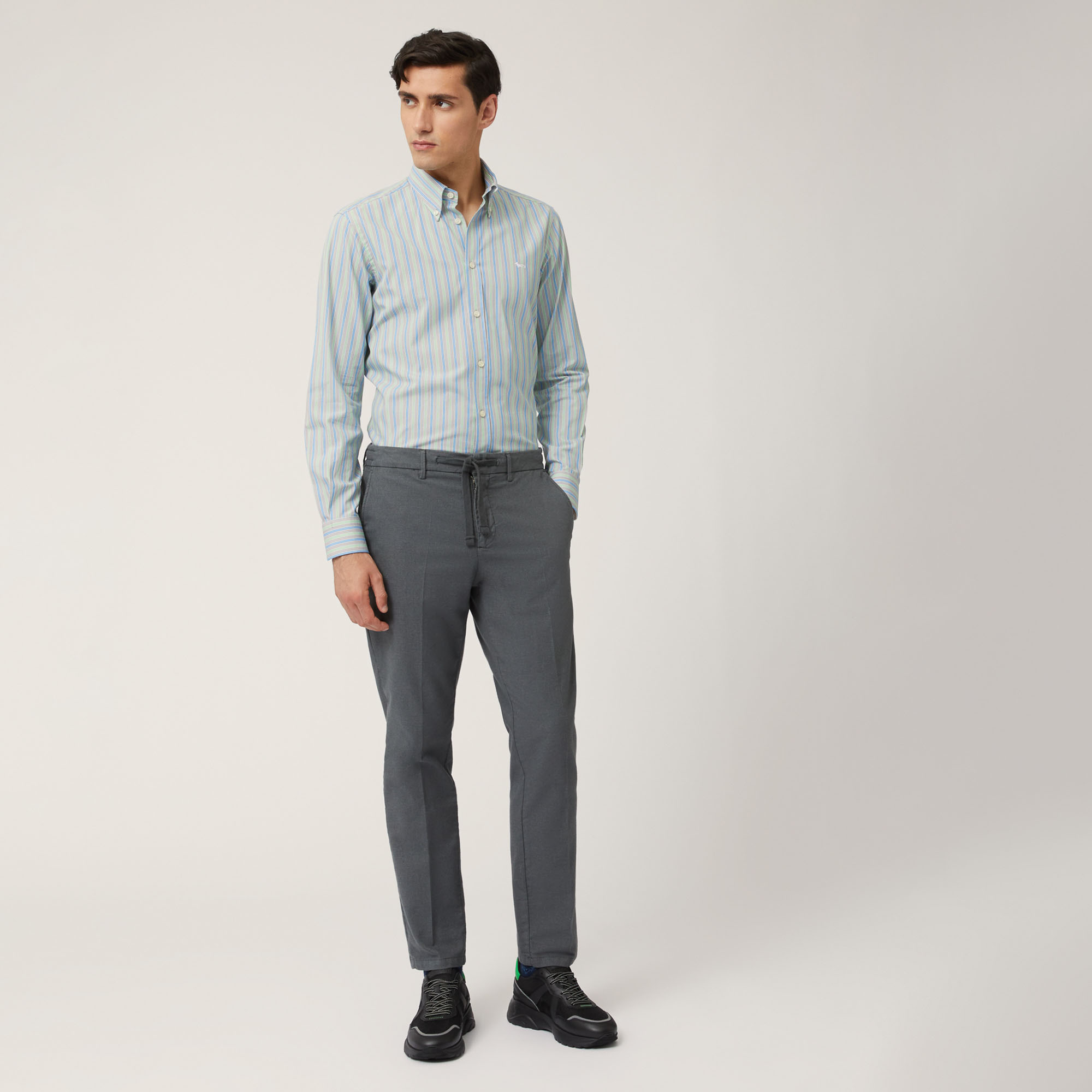 Ski Lounge Vertical-Stripe Shirt, Gray, large image number 3