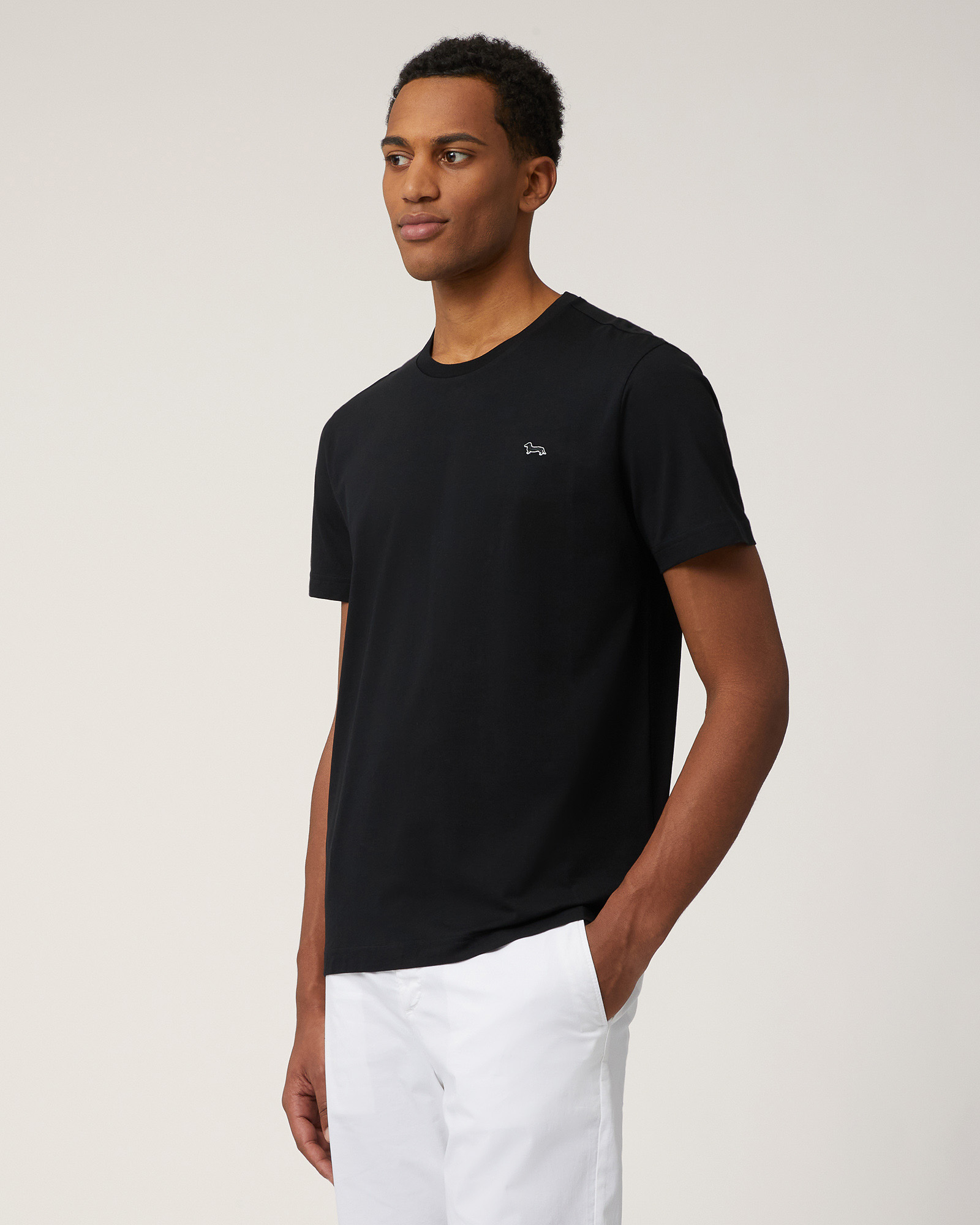 T-Shirt In Cotone Con Bassotto, Nero, large