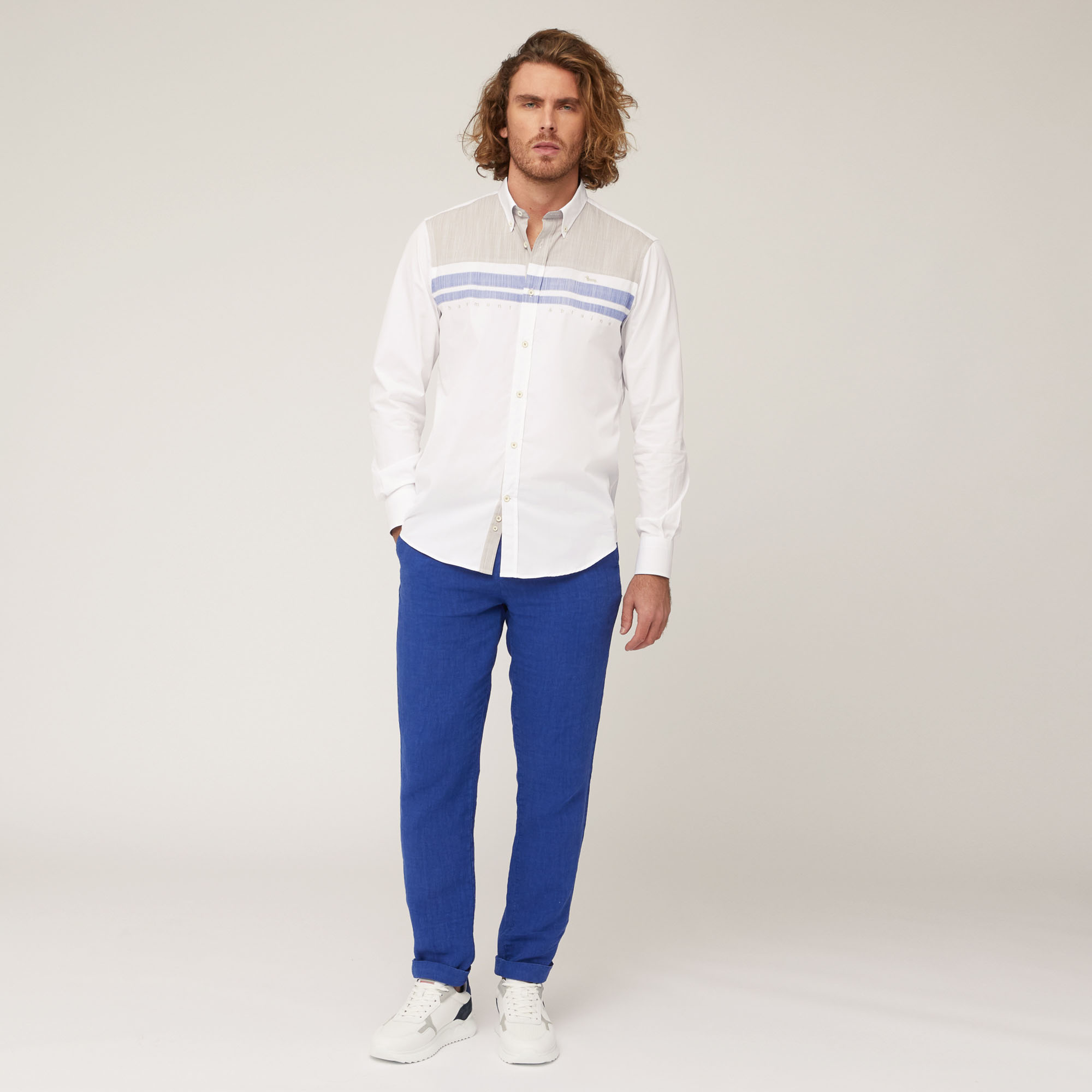Camisa de algodón con aplicaciones a contraste, Blanco, large image number 3