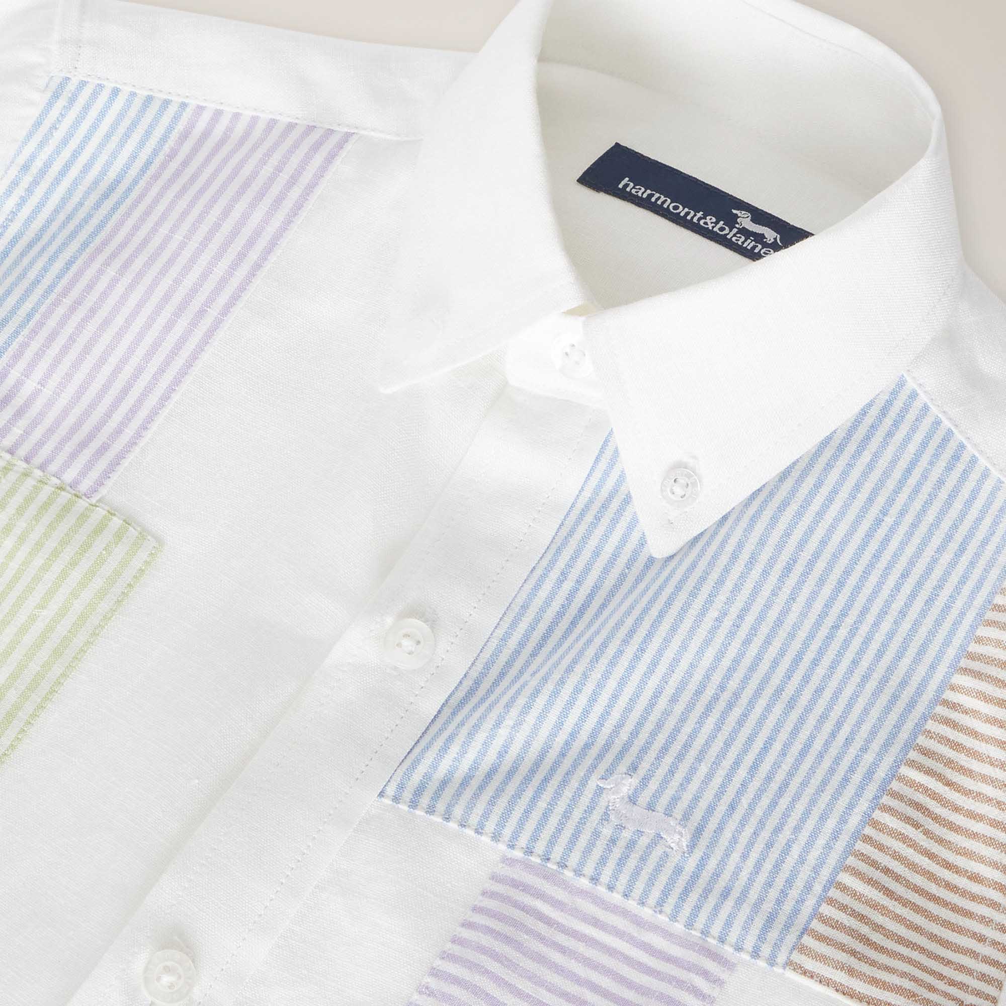 Camisa de lino con patchwork y teckel bordado, Blanco, large image number 2