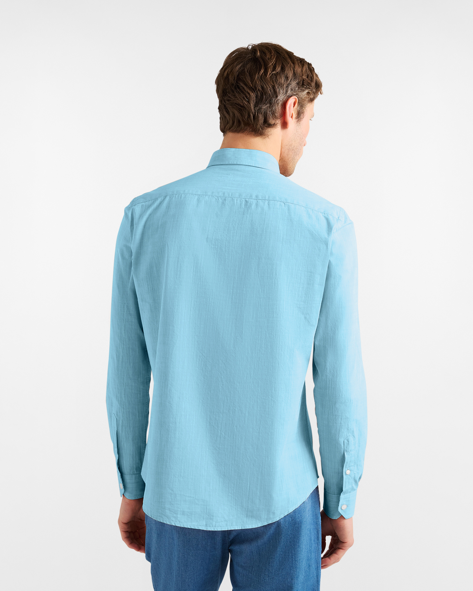 Men's narrow-fit cotton shirt with details