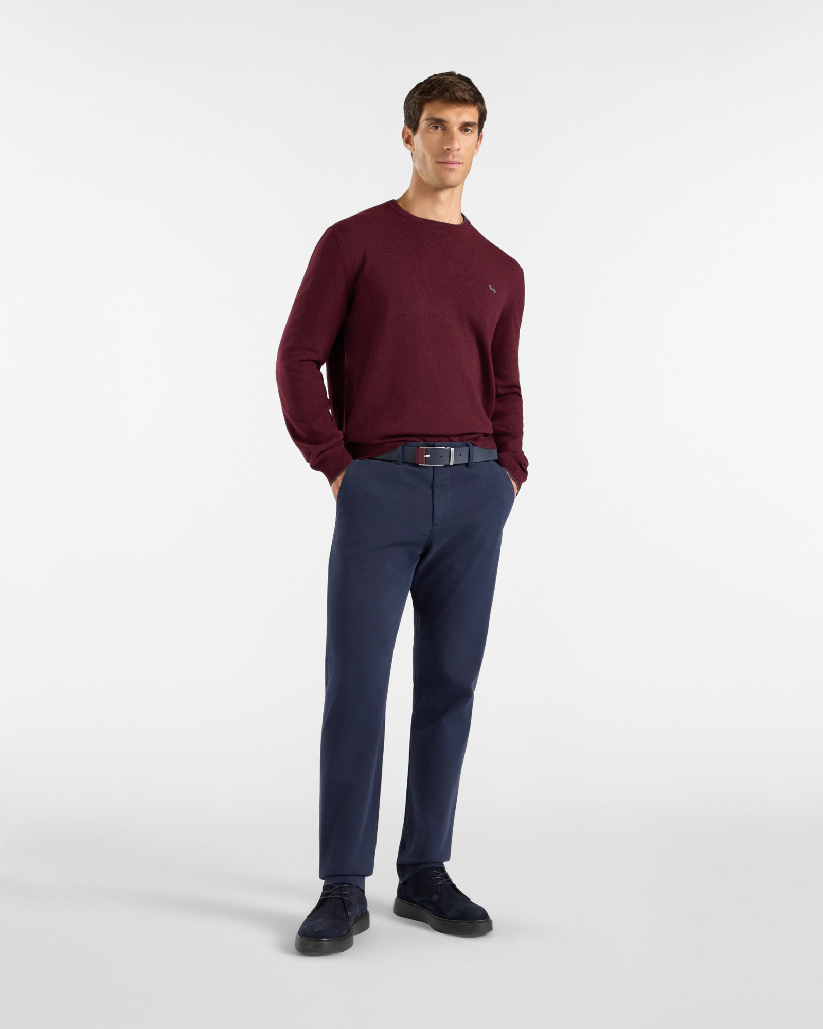 Pantalone Chino Uomo in cotone stretch  Narrow Fit, BLU NAVY, large image number 3