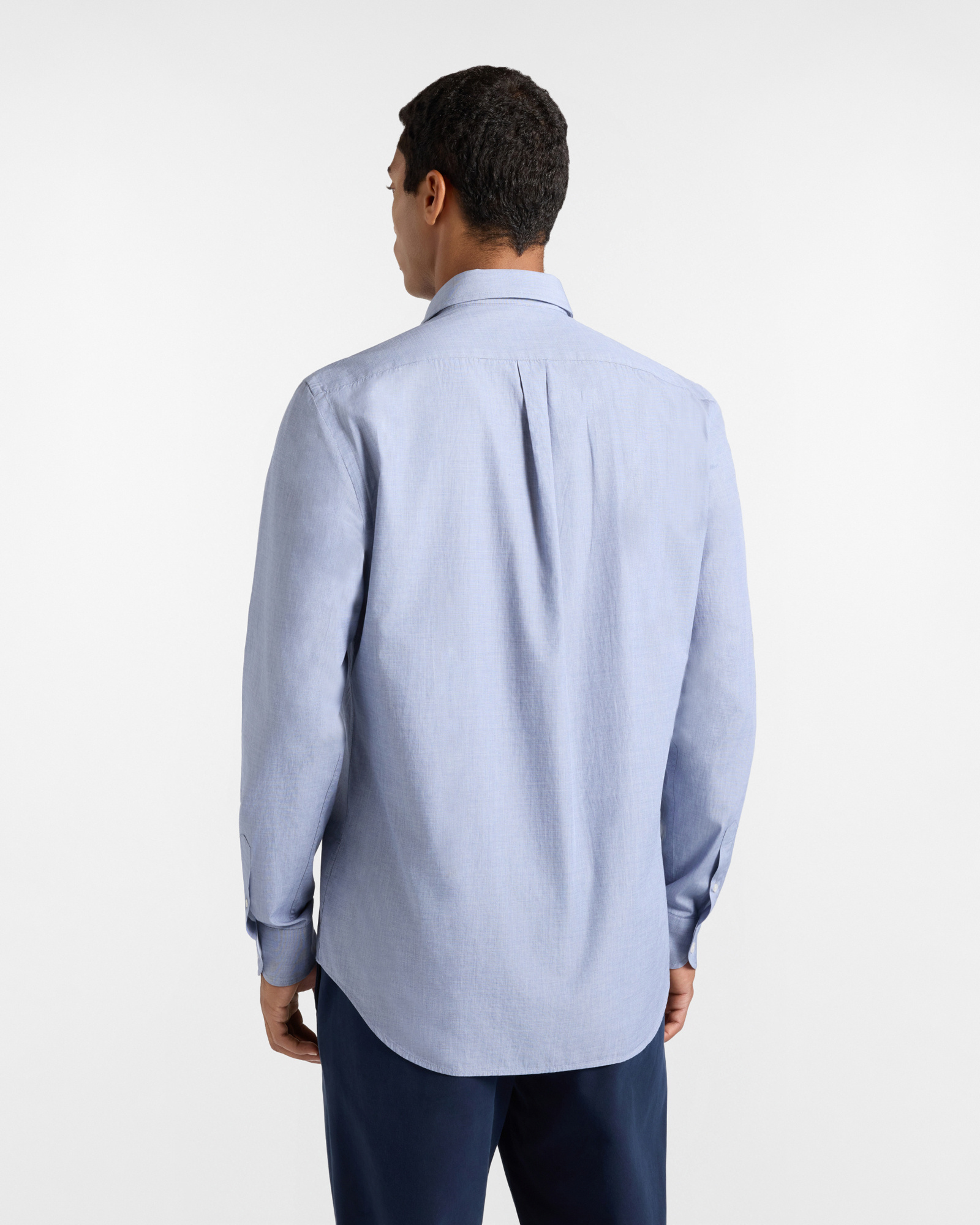 Men's regular-fit end-on-end fabric shirt, NAVY BLUE, large image number 2