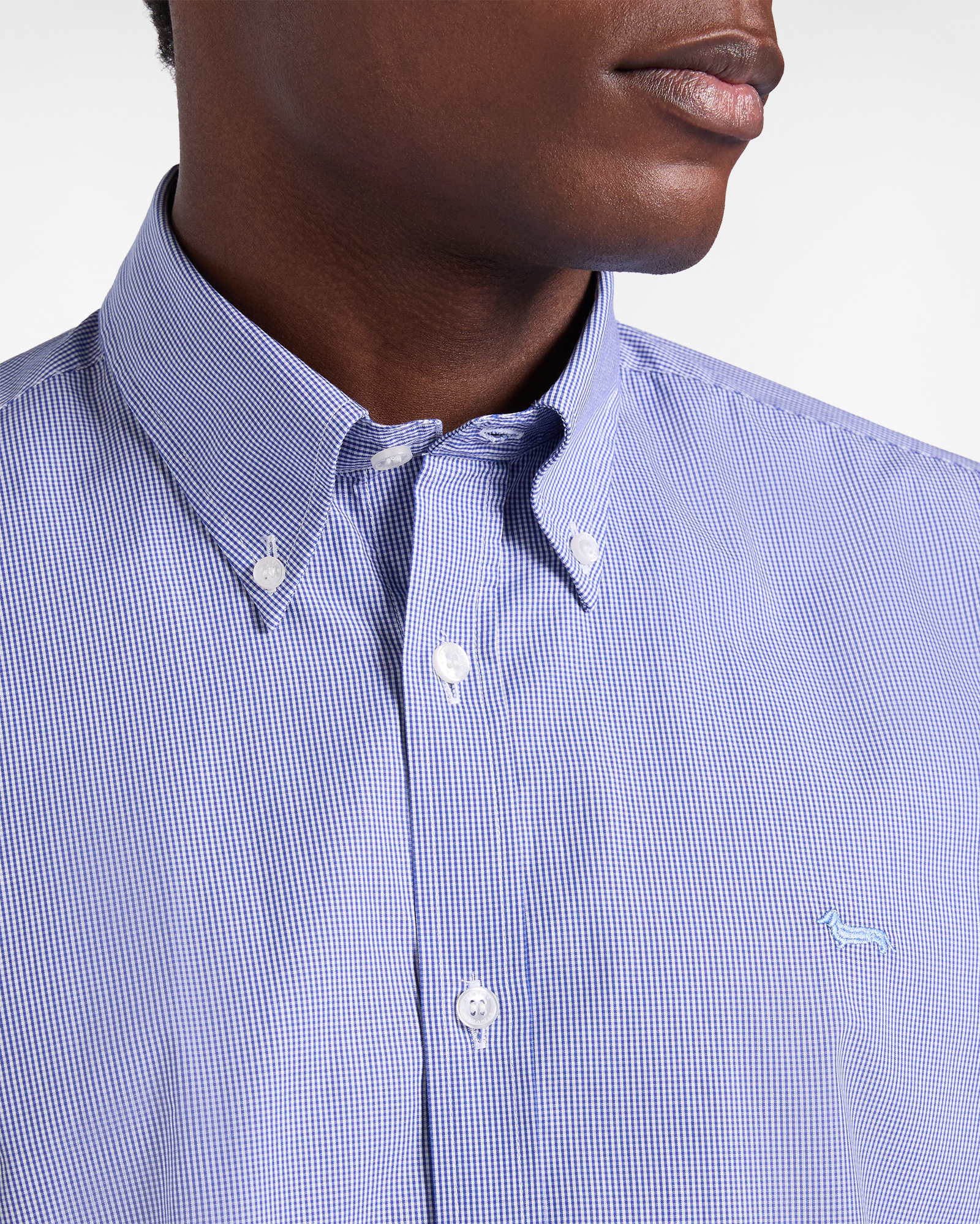 Camisas de microcuadros de corte regular., Azul Navy, large image number 2