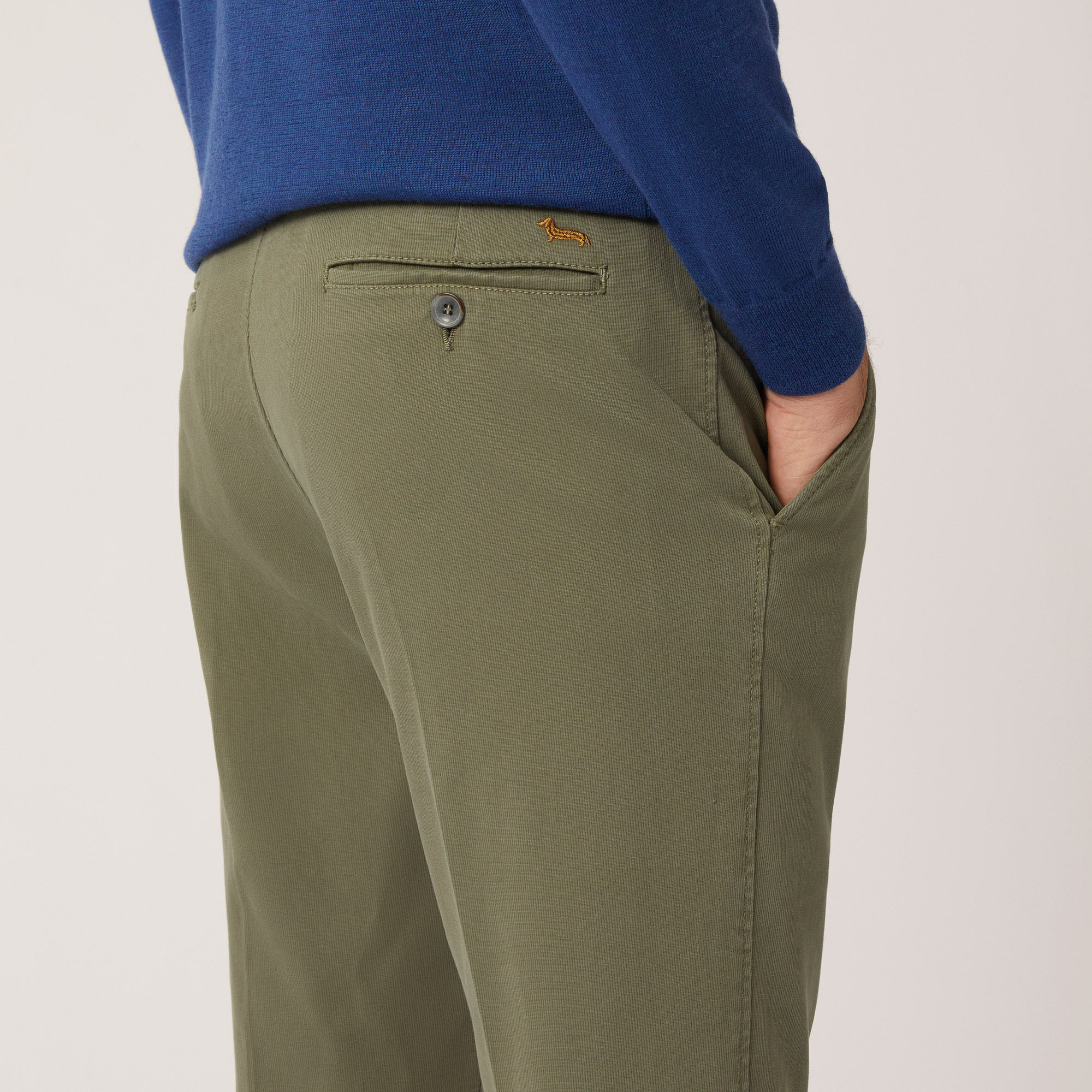Pantalone Chino Narrow In Cotone Stretch, Verde Oliva, large image number 2