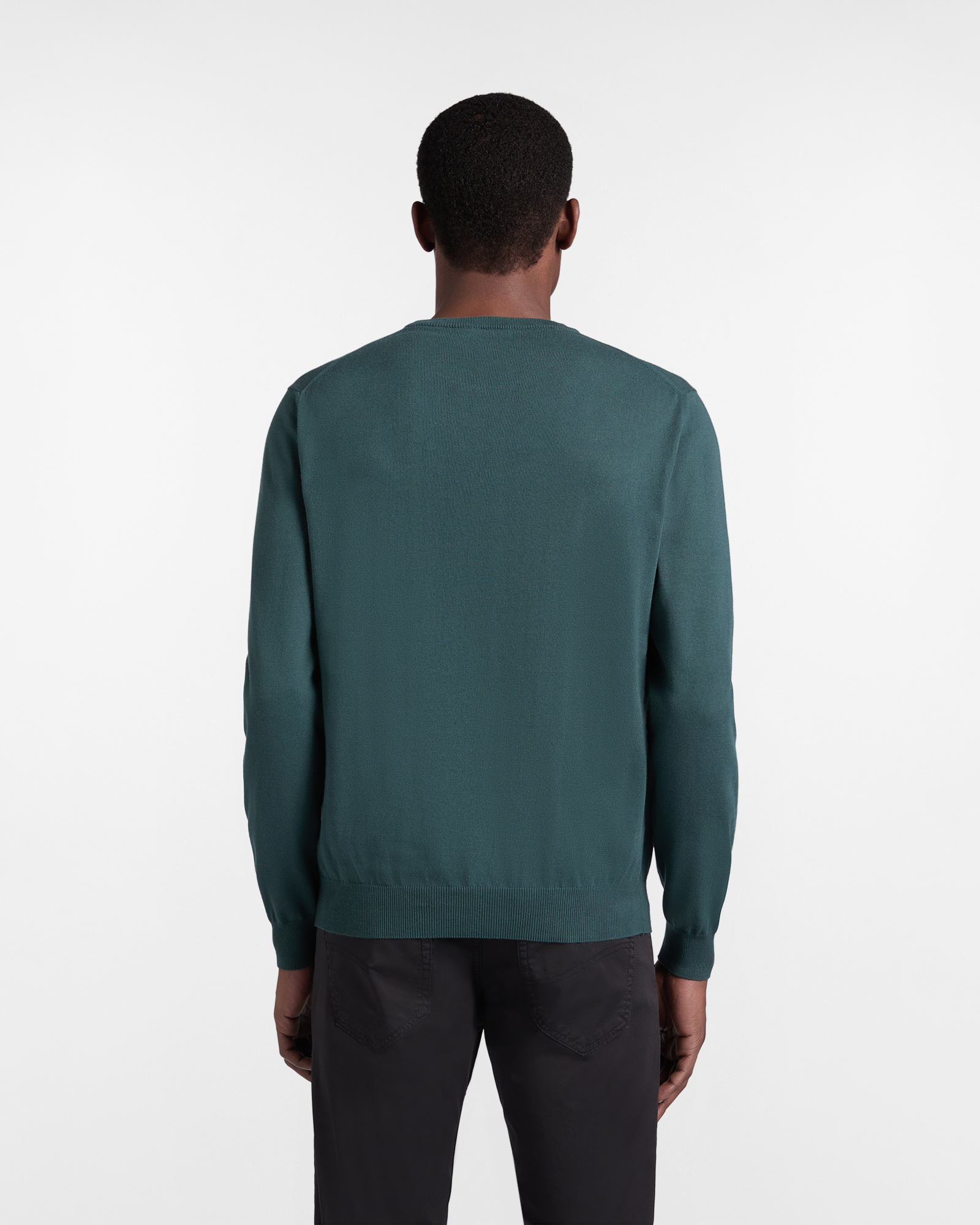 Pullover girocollo in cotone, Verde, large image number 1