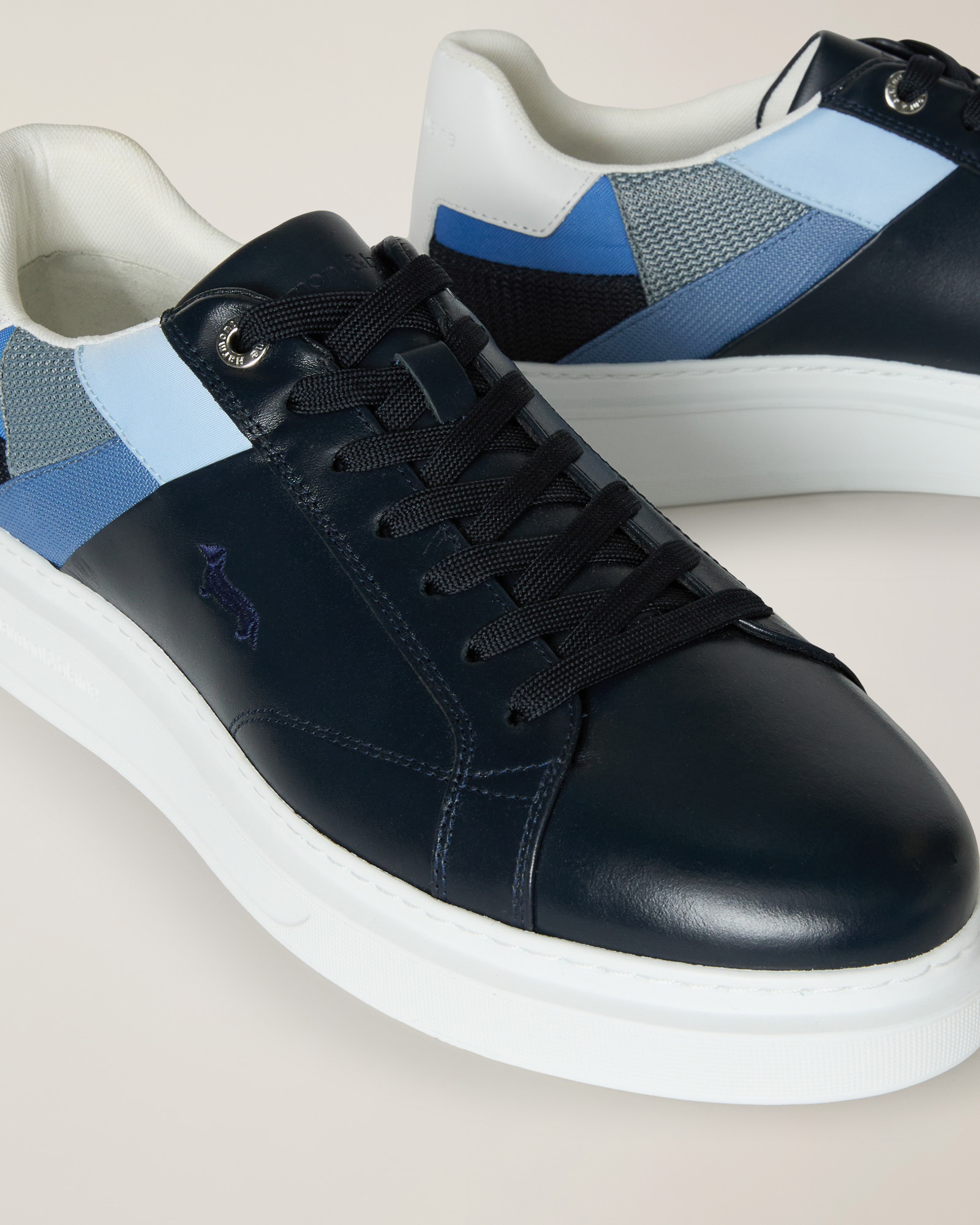 Sneaker with Patchwork Inserts, Blue/Multicolor, large image number 3