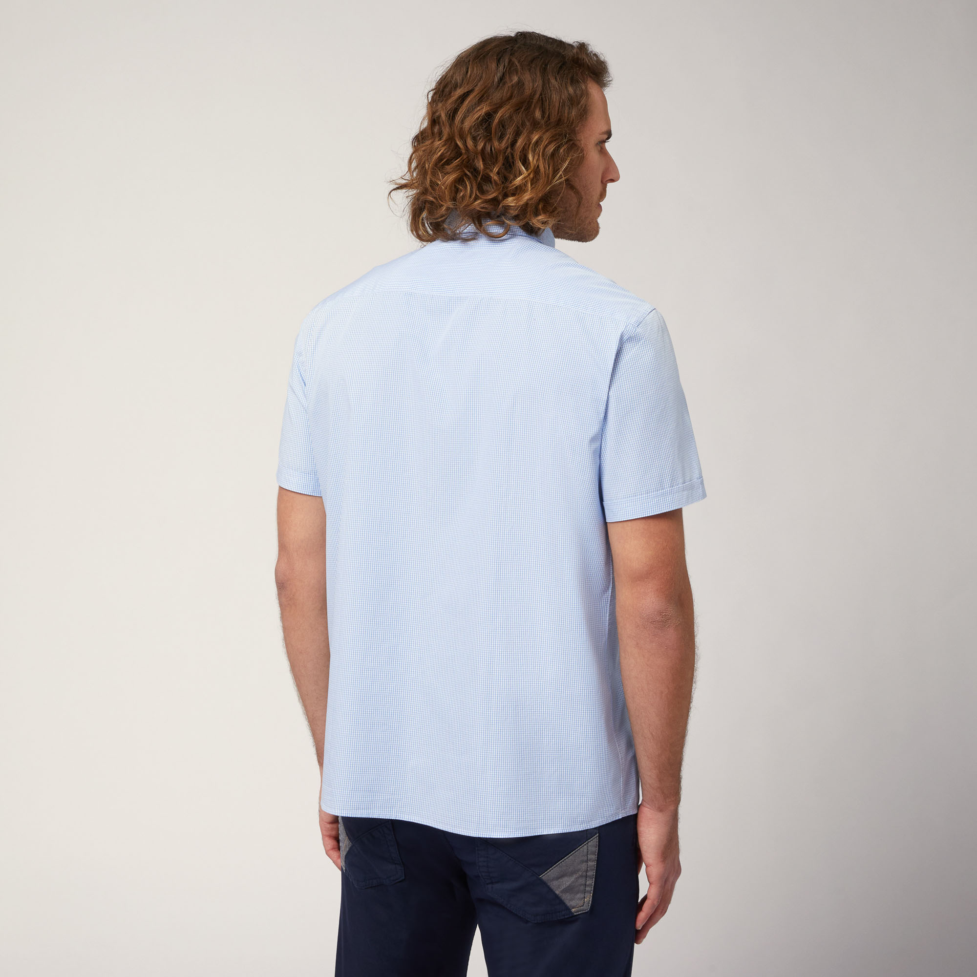 Organic Cotton Poplin Short-Sleeved Shirt, Sky Blue, large image number 1