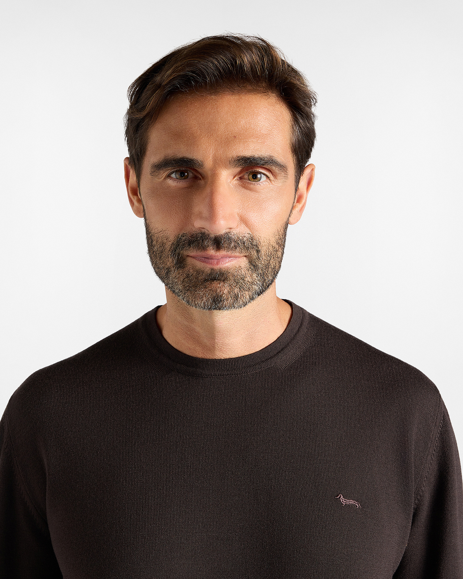 BASIC MERINO CREW NECK SWEATER, DARK BROWN, large image number 2