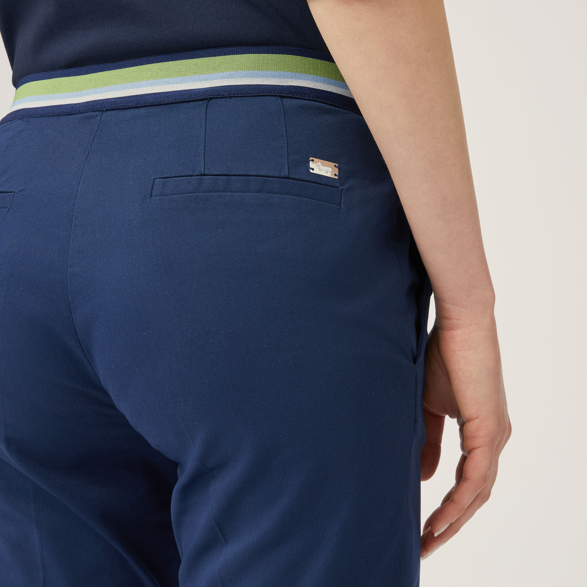 Pantaloni Con Elastico Rigato, Blu Navy, large image number 2