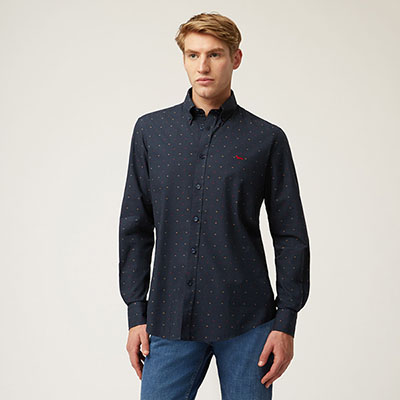 Cotton Shirt With Micro Pattern All Over