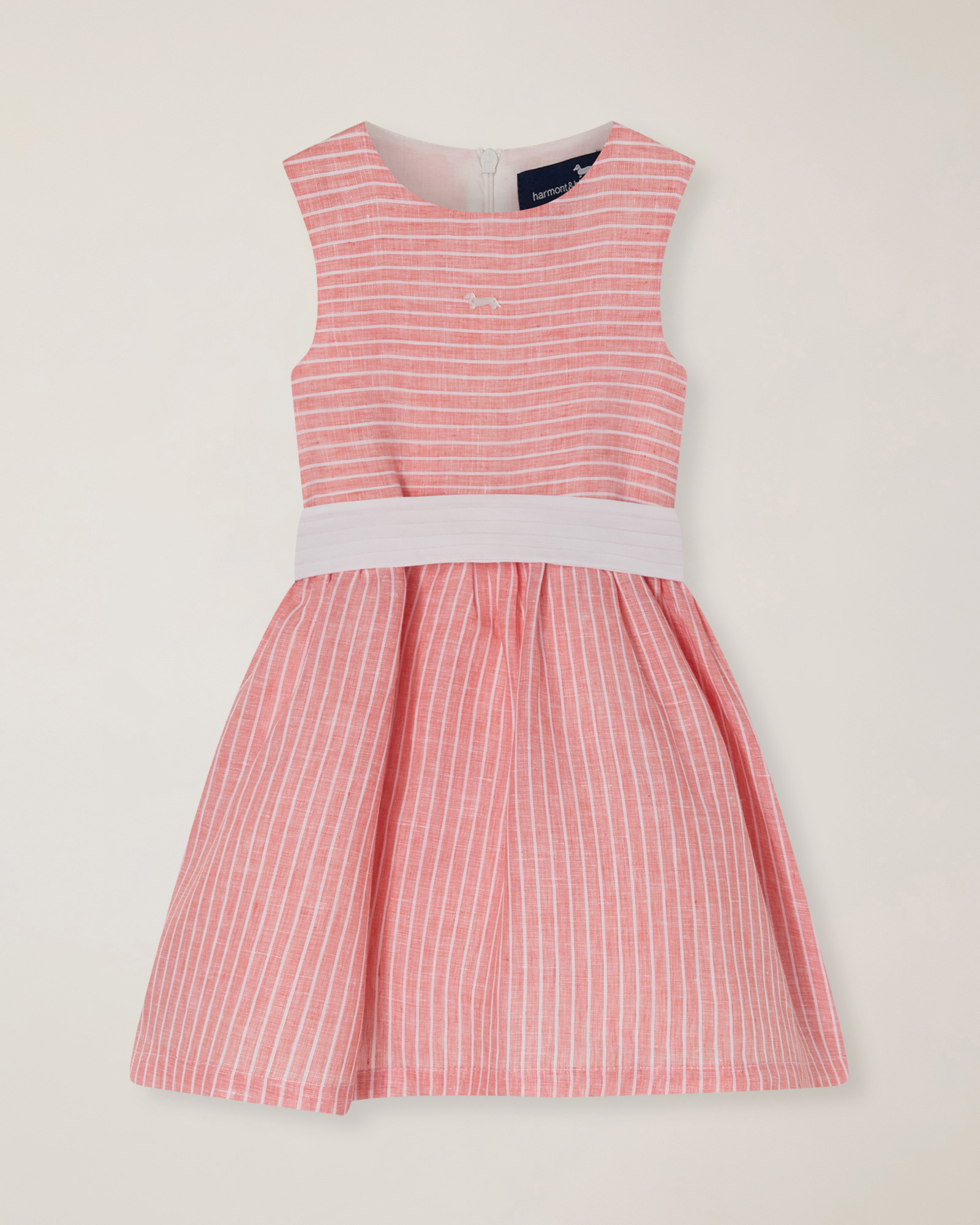 Linen dress with belt, Dark Pink, large