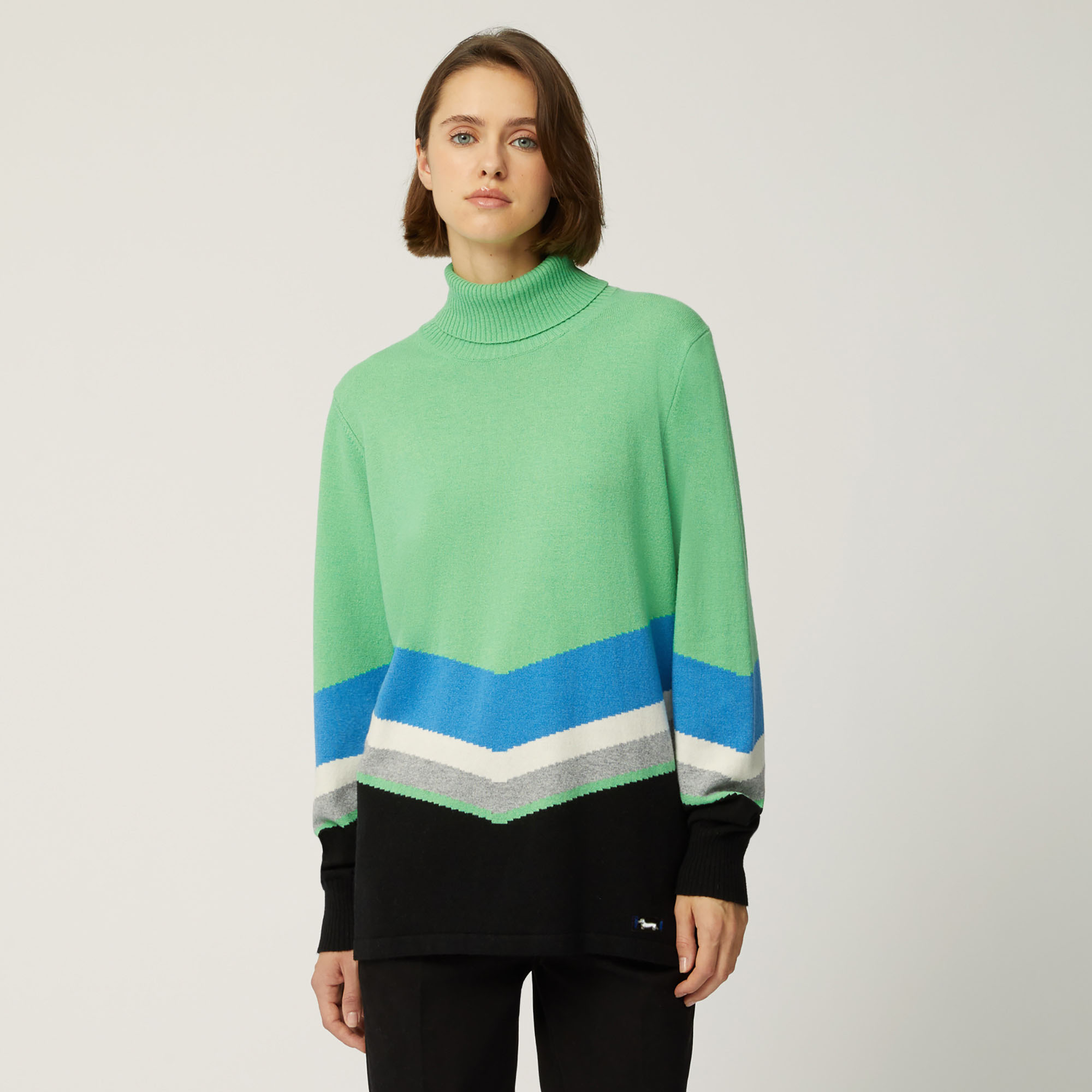 Ski Lounge Herringbone Pattern Turtleneck, Green, large image number 0