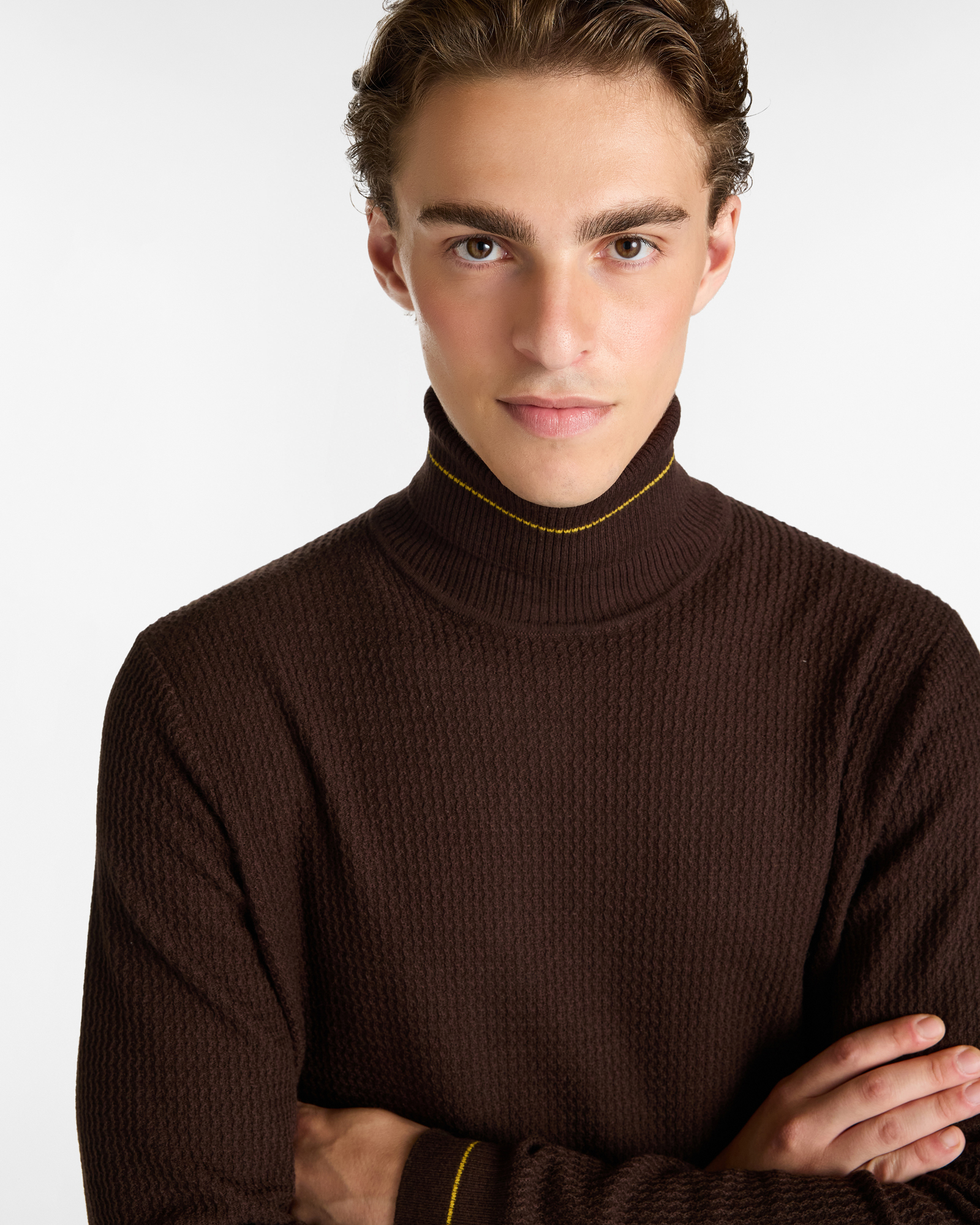 Dolcevita con Lavorazione Testurizzata, Marrone, large image number 2