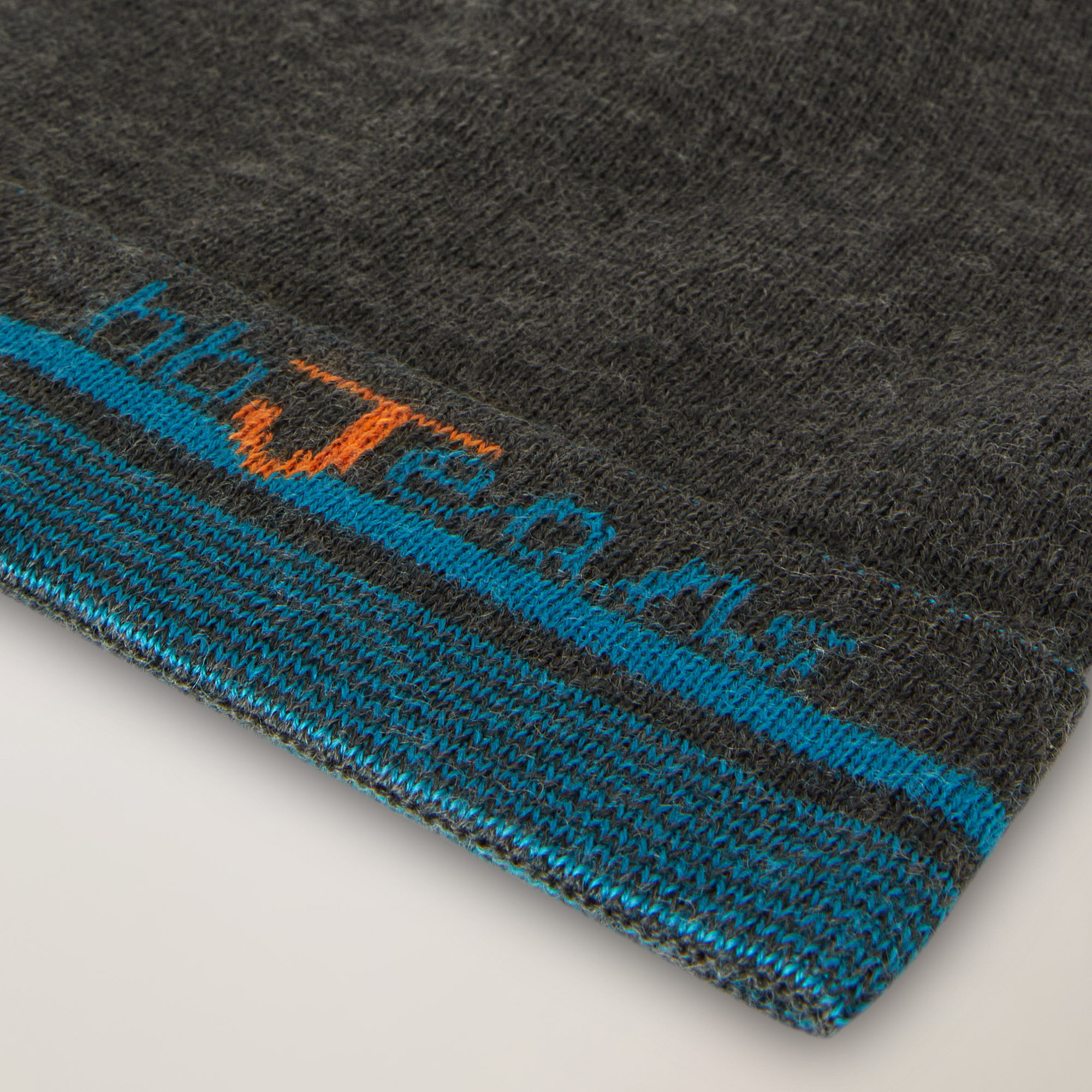 Berretto In Misto Lana Con Lettering E Righe Sul Fondo, Grigio, large image number 1