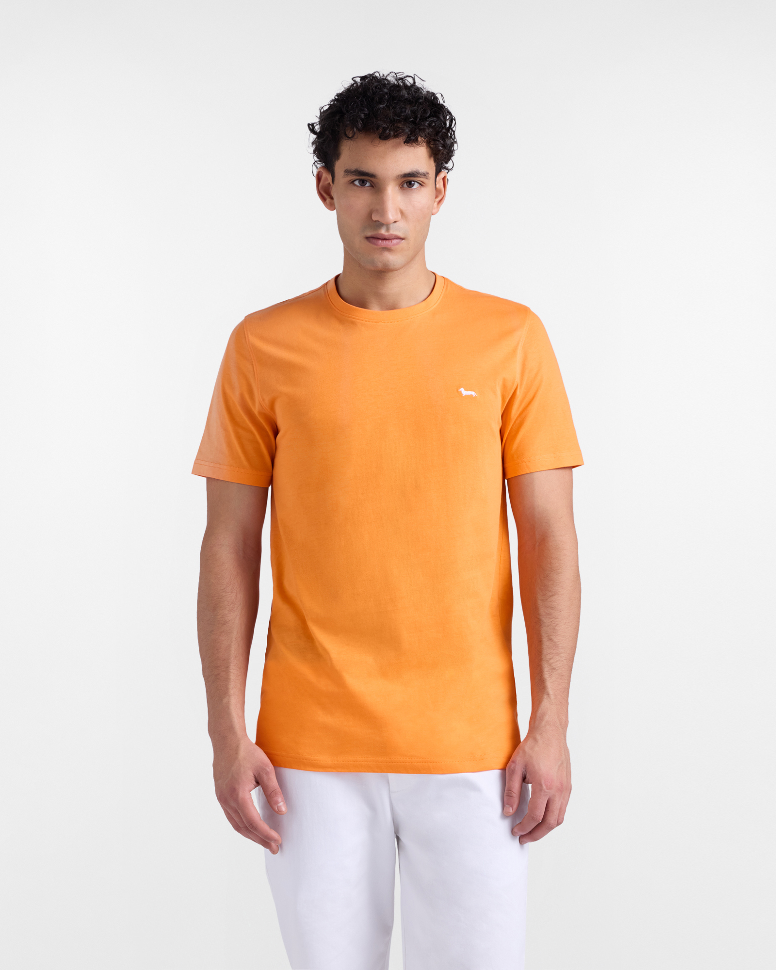 Camiseta ajustada de algod&oacute;n para hombre, Naranja, large