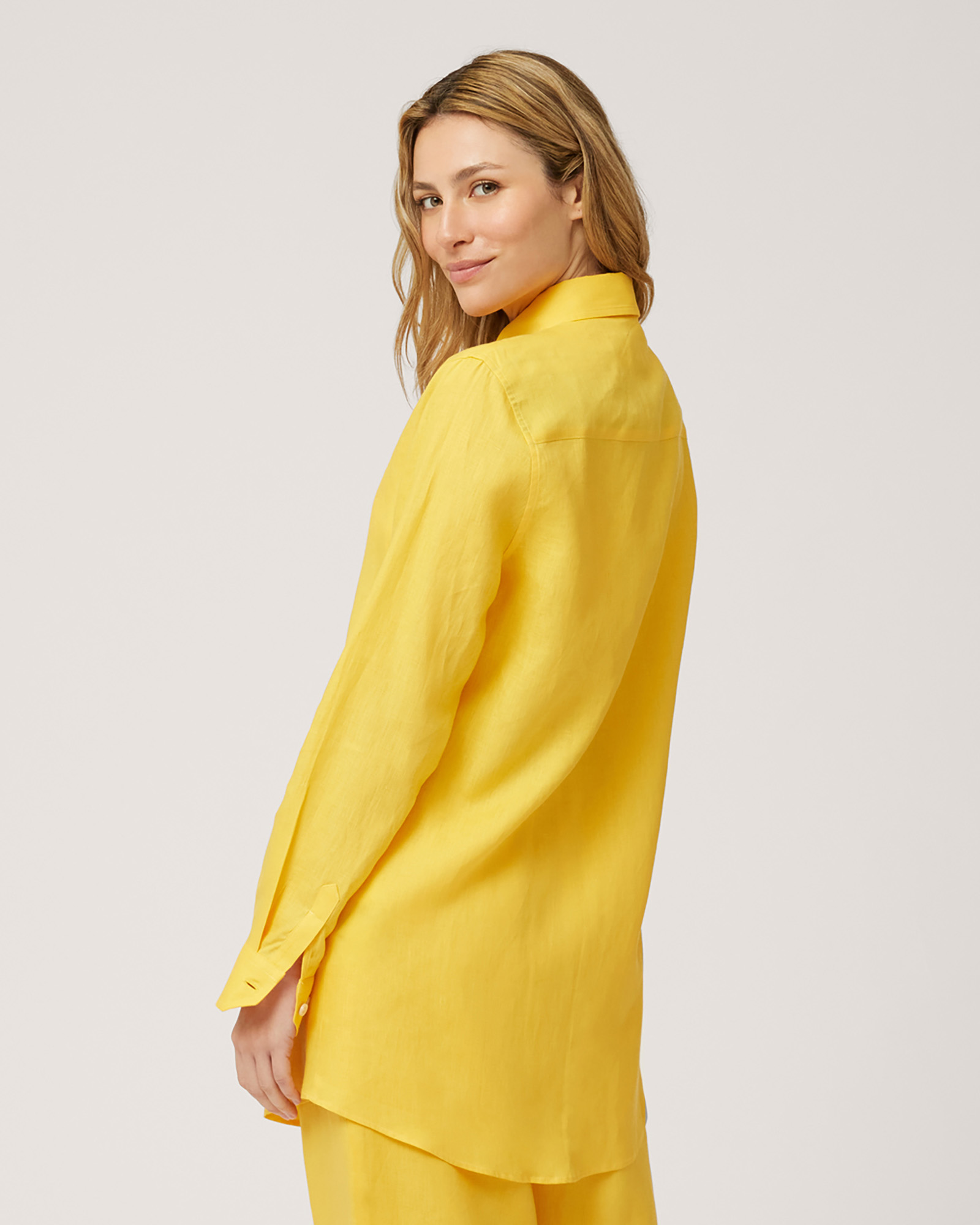 Lange Bluse aus Leinen, Kanariengelb, large image number 1