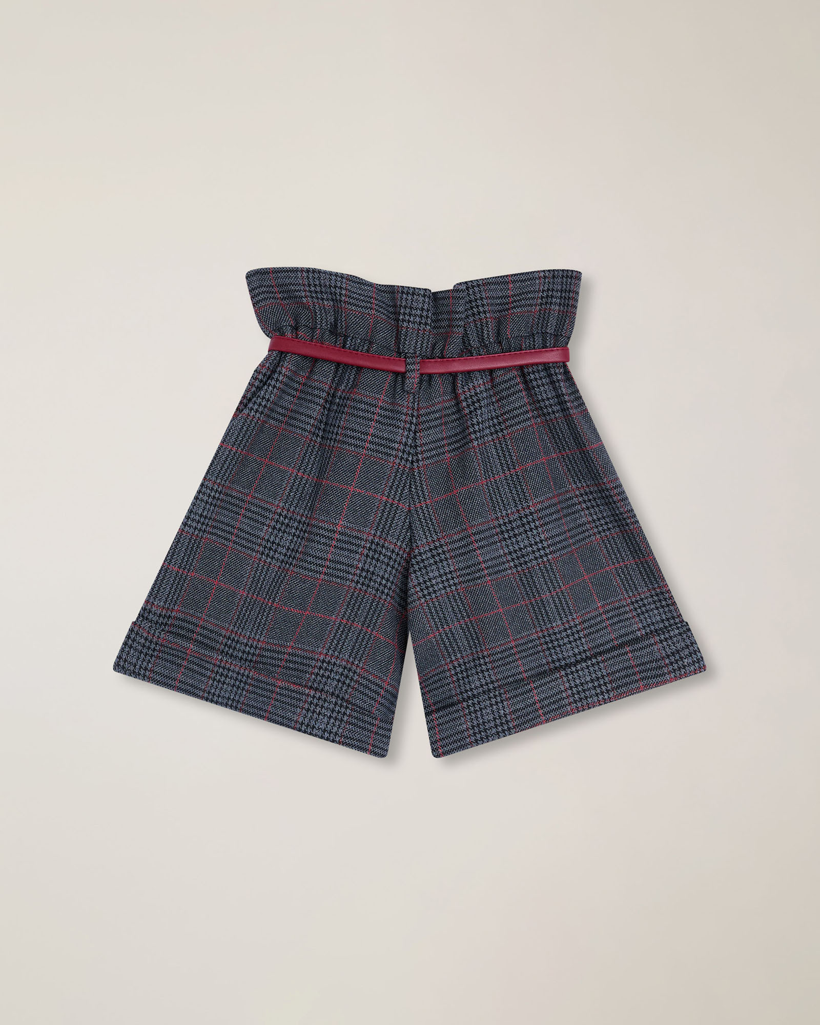 Shorts with belt & check pattern
