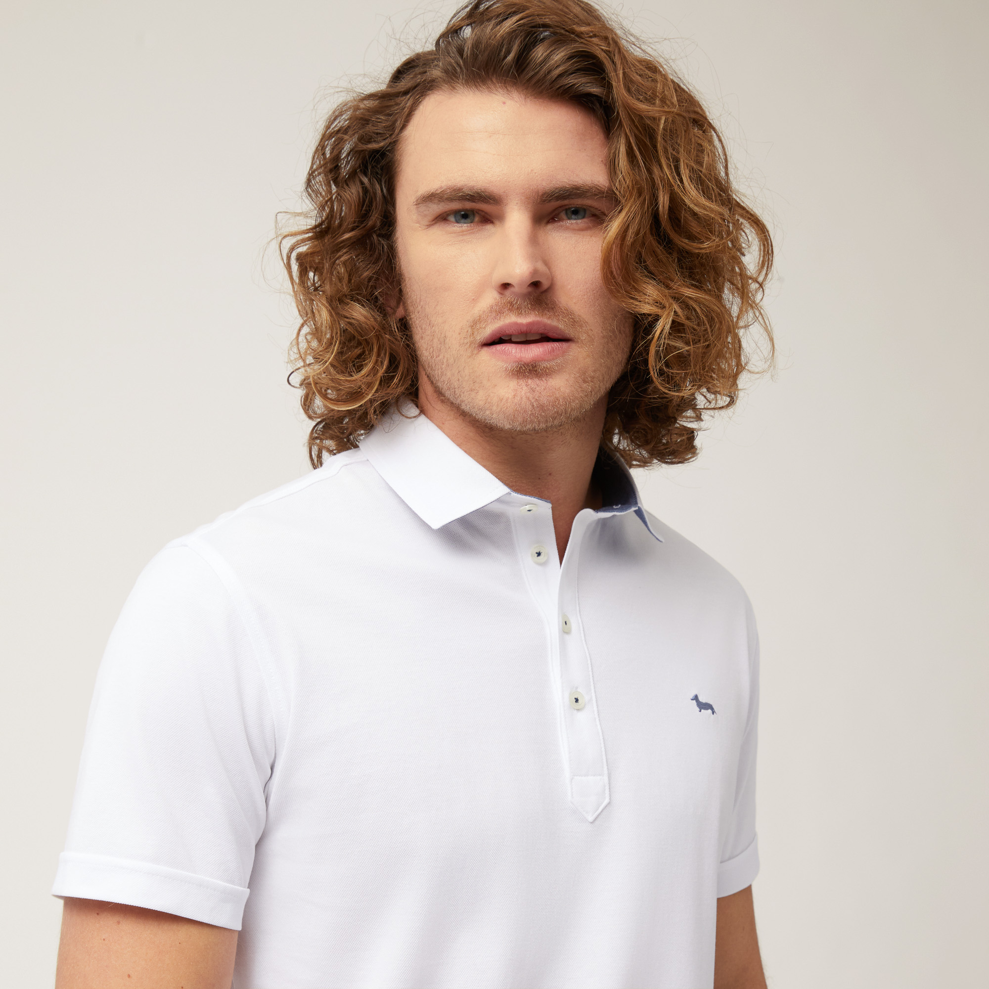 Polo In Cotone Stretch, Bianco, large image number 2