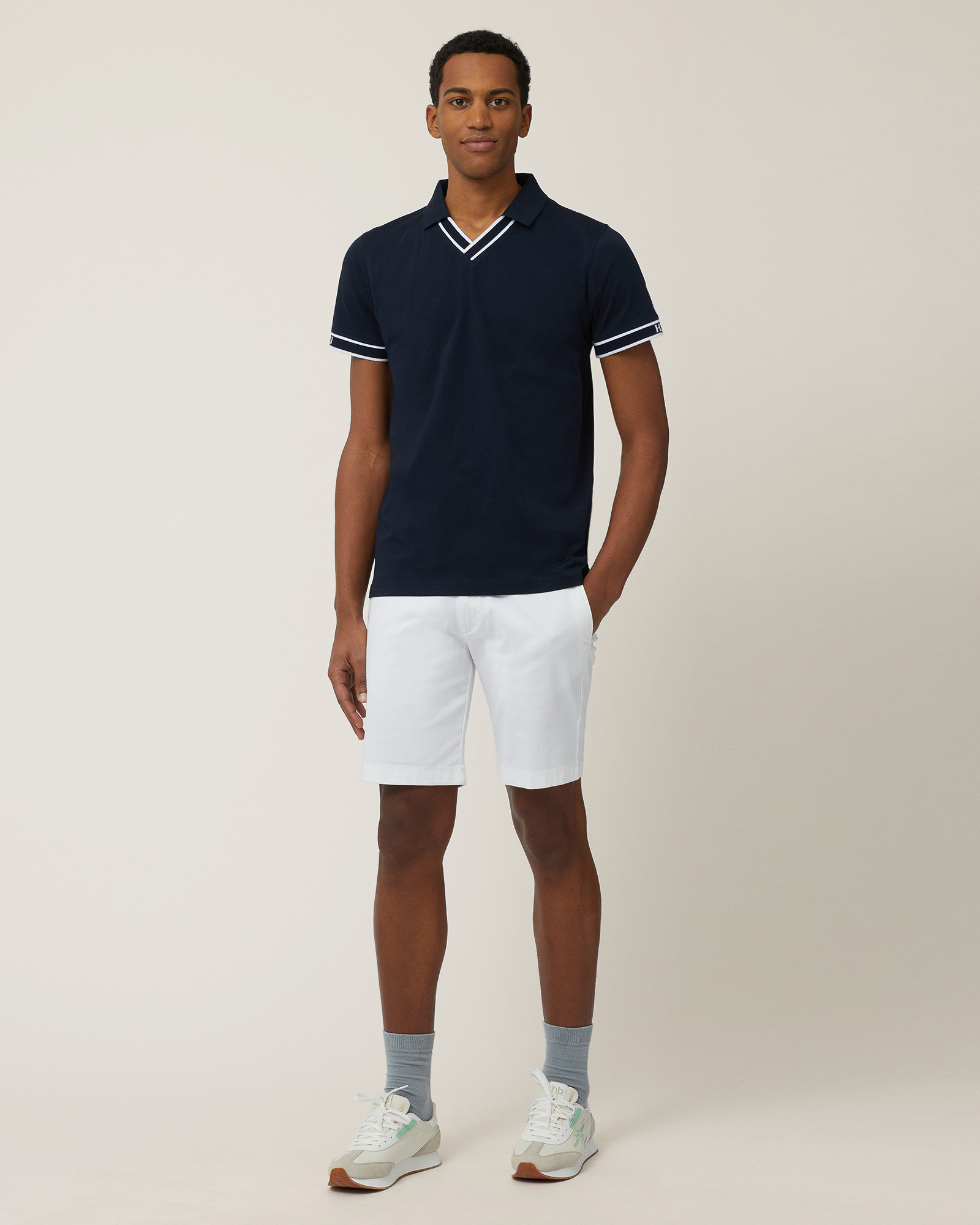 Polo with Jacquard Trims, Dark Blue, large image number 3