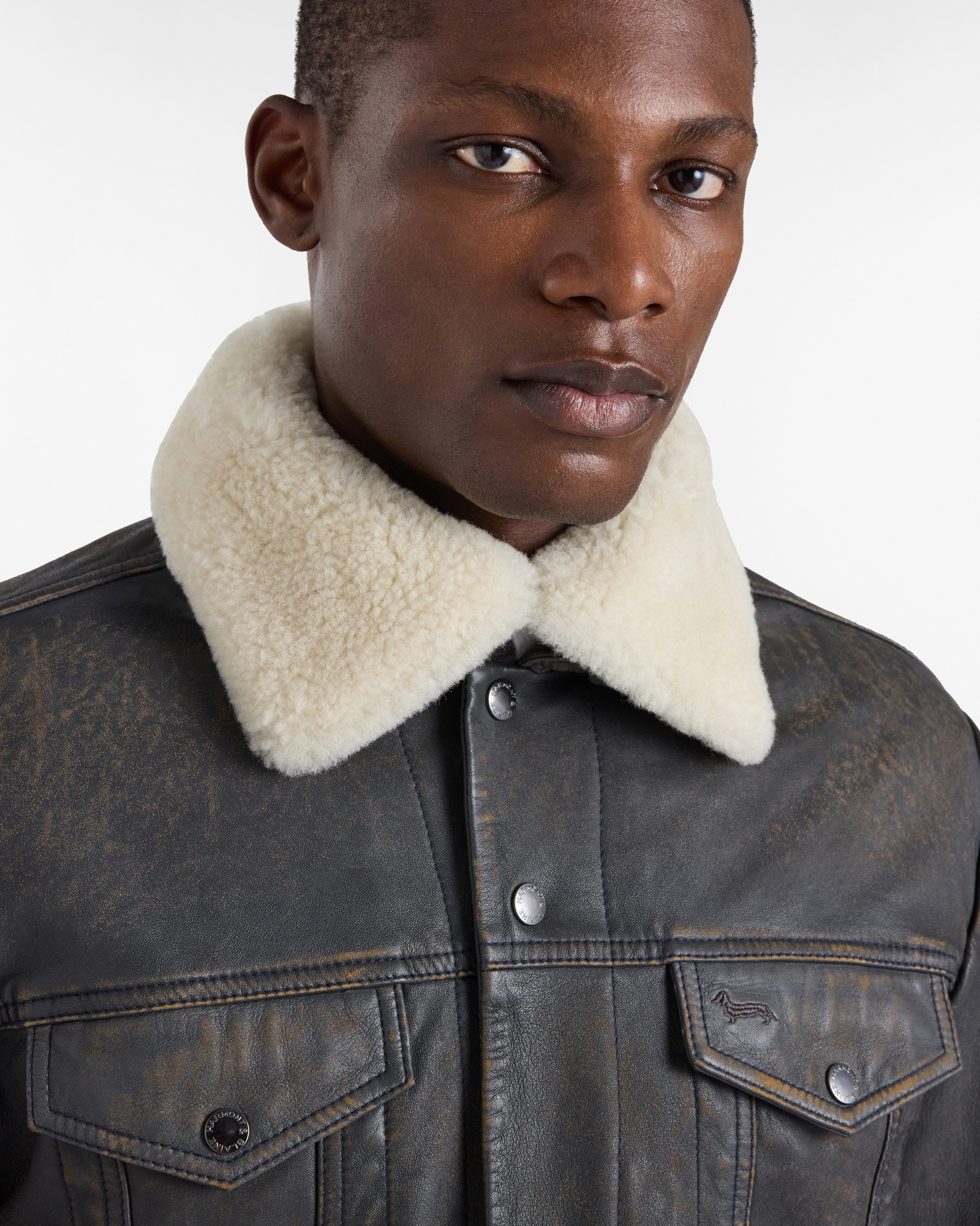 Shearling Bomber Jacket, Navy Blue, large image number 2