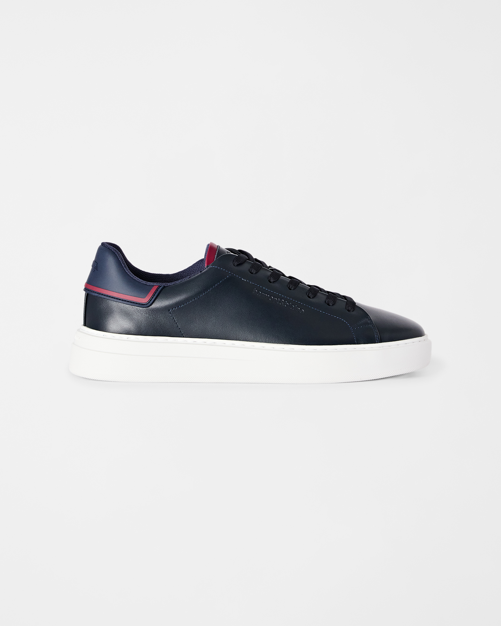 Men's dark blue smooth genuine leather sneakers