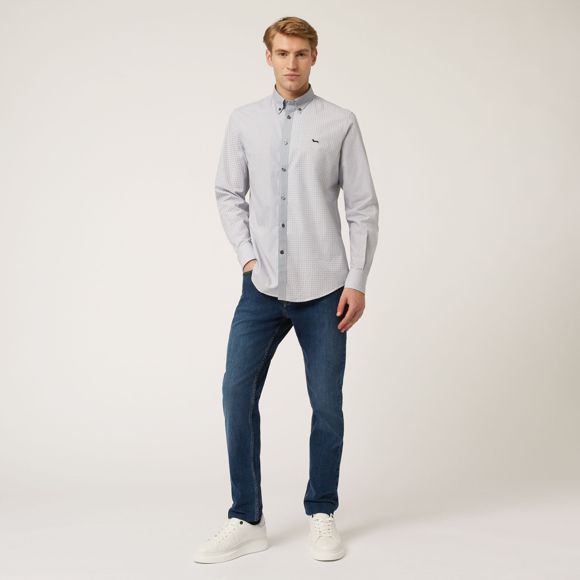 Camicia In Cotone Stile Patchwork, Grigio, large image number 3