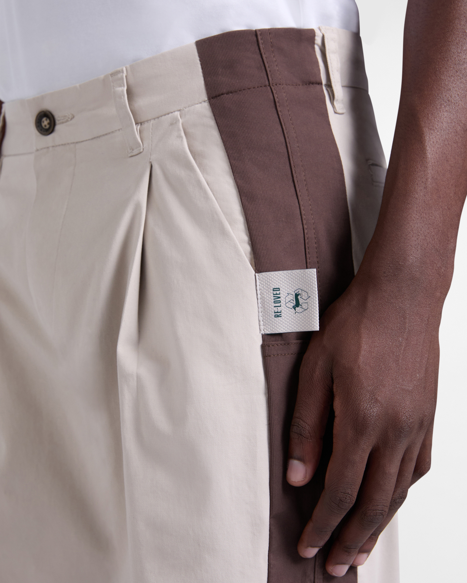 Men's Re-Loved two-tone Bermuda shorts, Beige, large image number 2