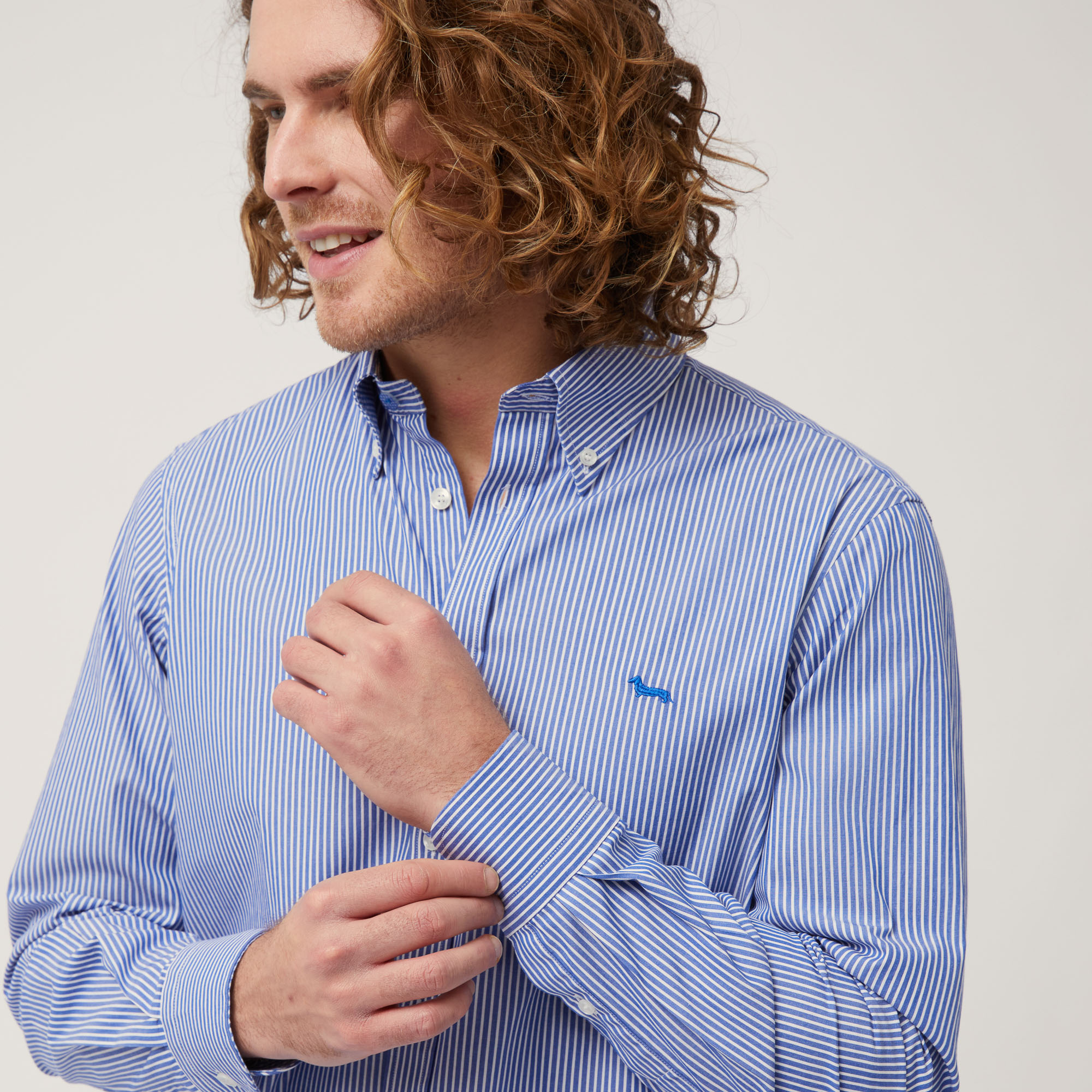 Camisa de popelina de algodón orgánico a rayas, Azul, large image number 2