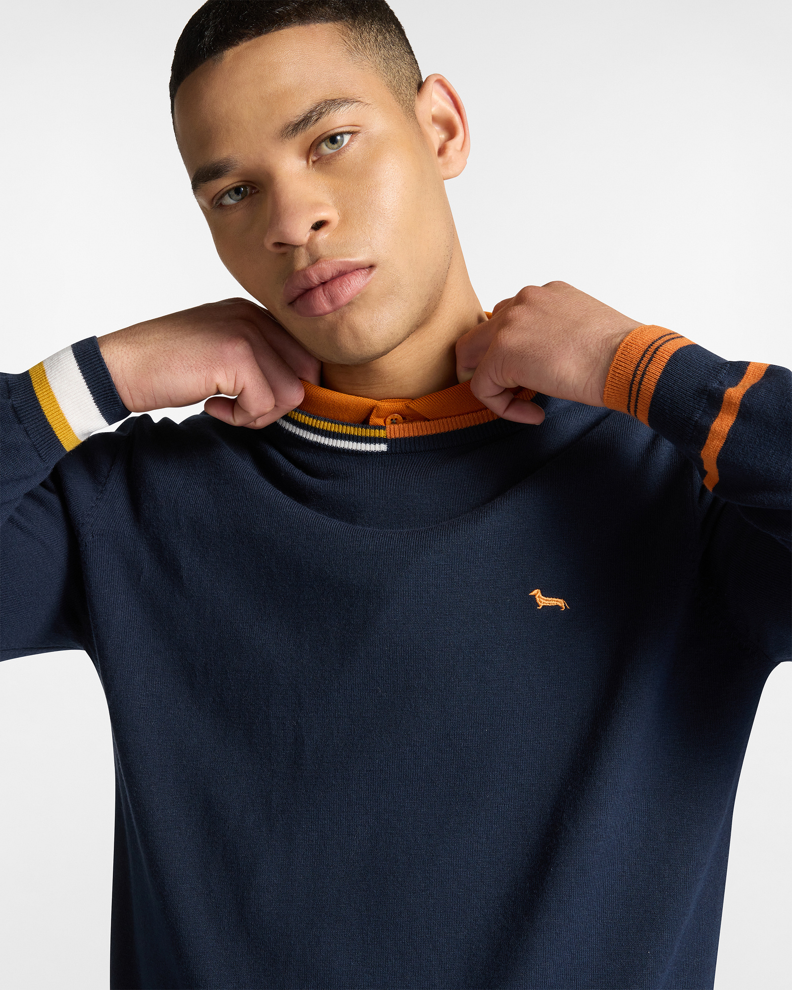 Wool Blend Striped Pullover, Navy Blue, large image number 2