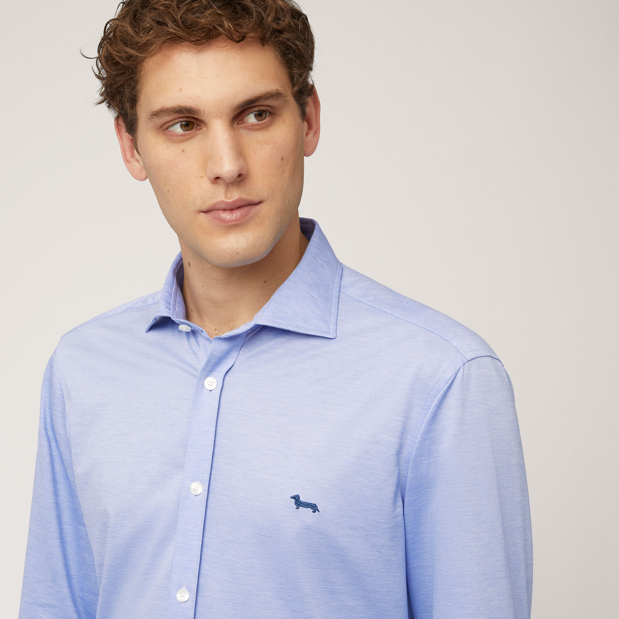 Camisa de algodón con bajo redondeado, Azul, large image number 2