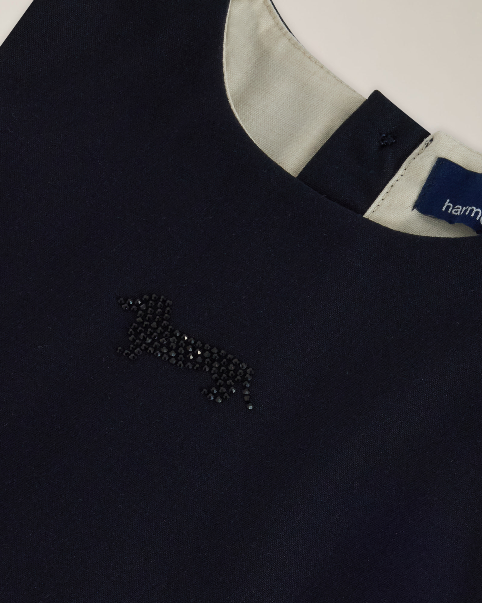 Two-tone blouse with rhinestone dachshund, Blue, large image number 2