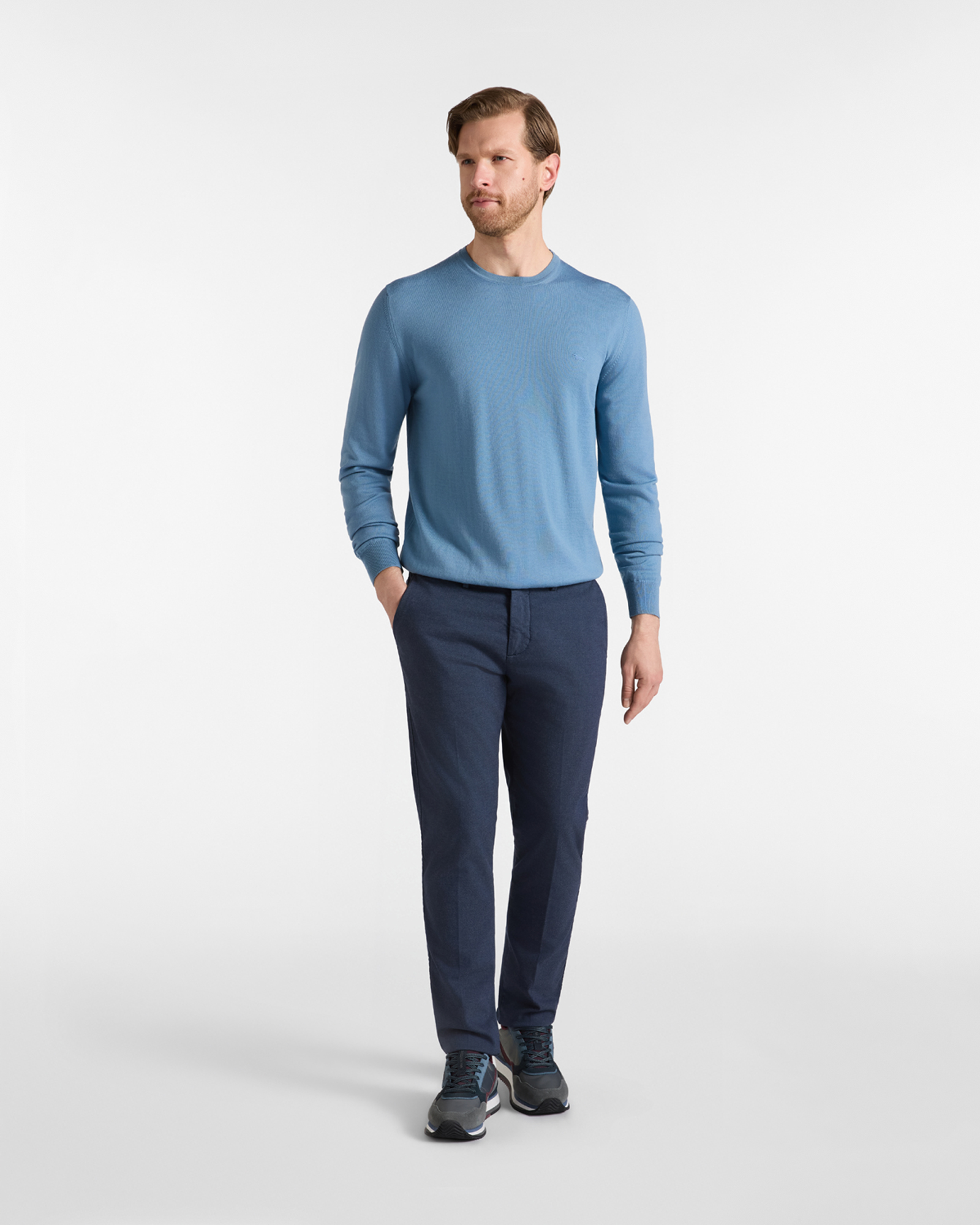 BASIC MERINO CREW NECK SWEATER, LIGHT BLUE, large image number 3
