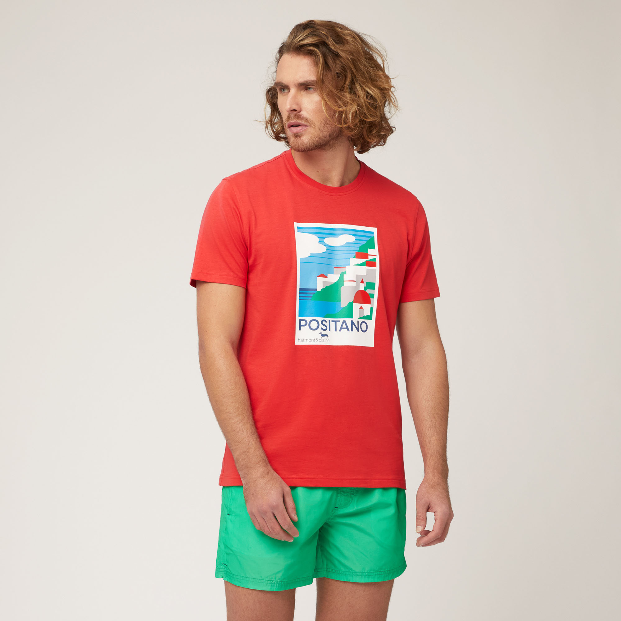 Camiseta con motivo de la costa amalfitana, Rojo Claro, large image number 0