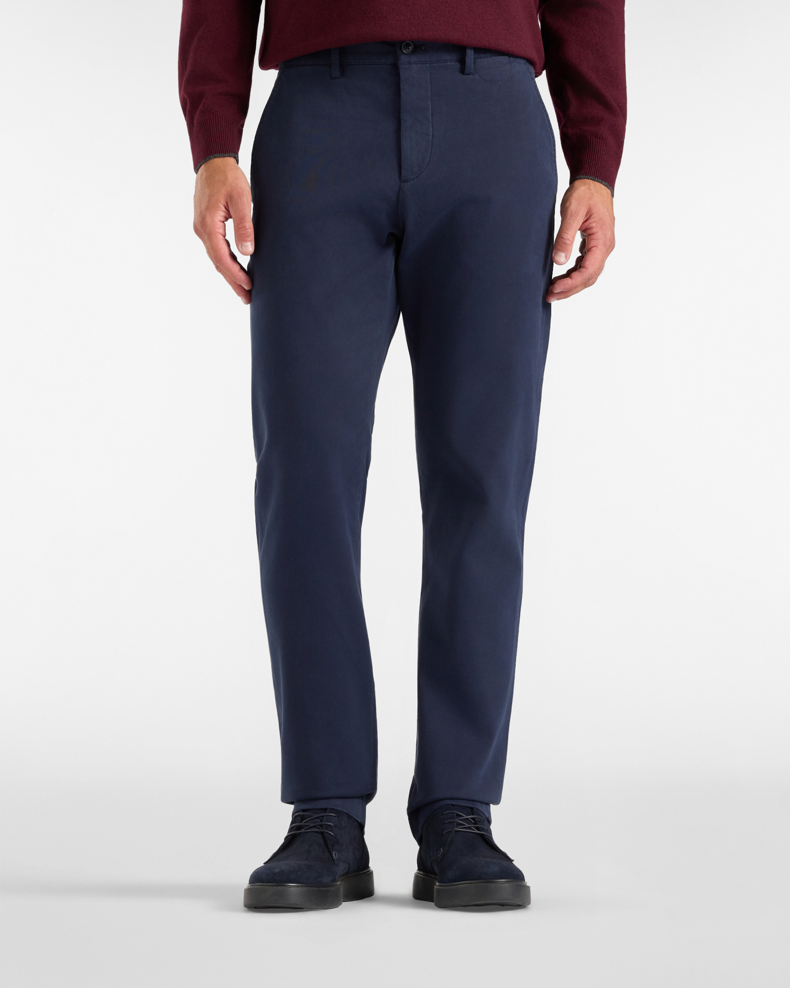 Pantalone Chino Uomo in cotone stretch blu Narrow Fit