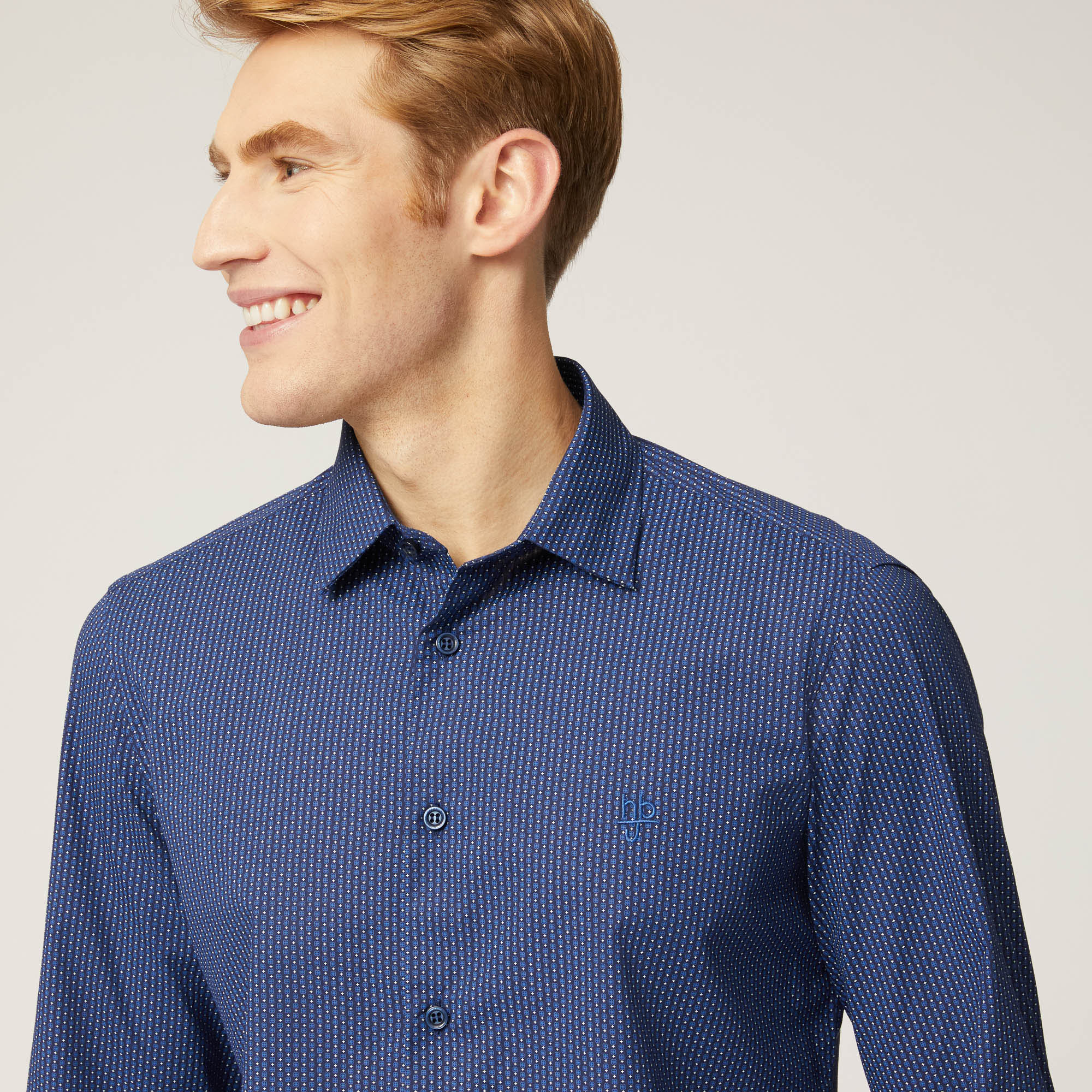 Camicia Hbj Con Microfantasia All-Over, Blu, large image number 2
