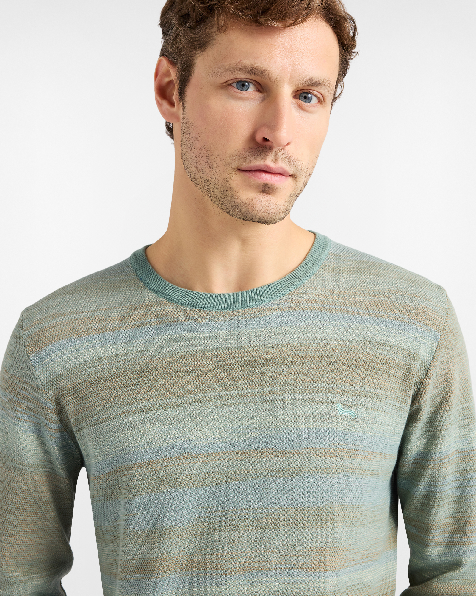 Crewneck sweater with faded print, Green, large image number 2