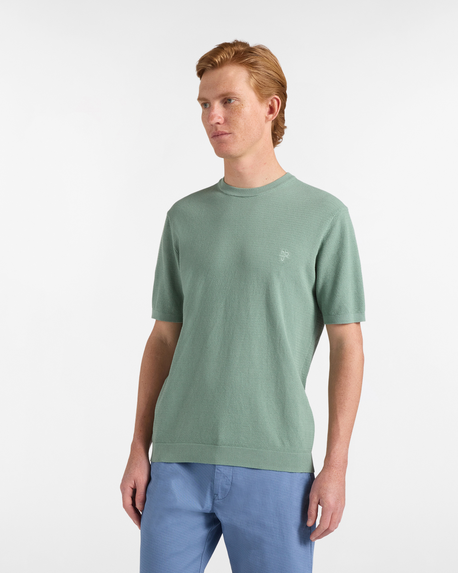 T-Shirt Uomo in Maglia, Uomo, Verde chiaro, Taglia: S