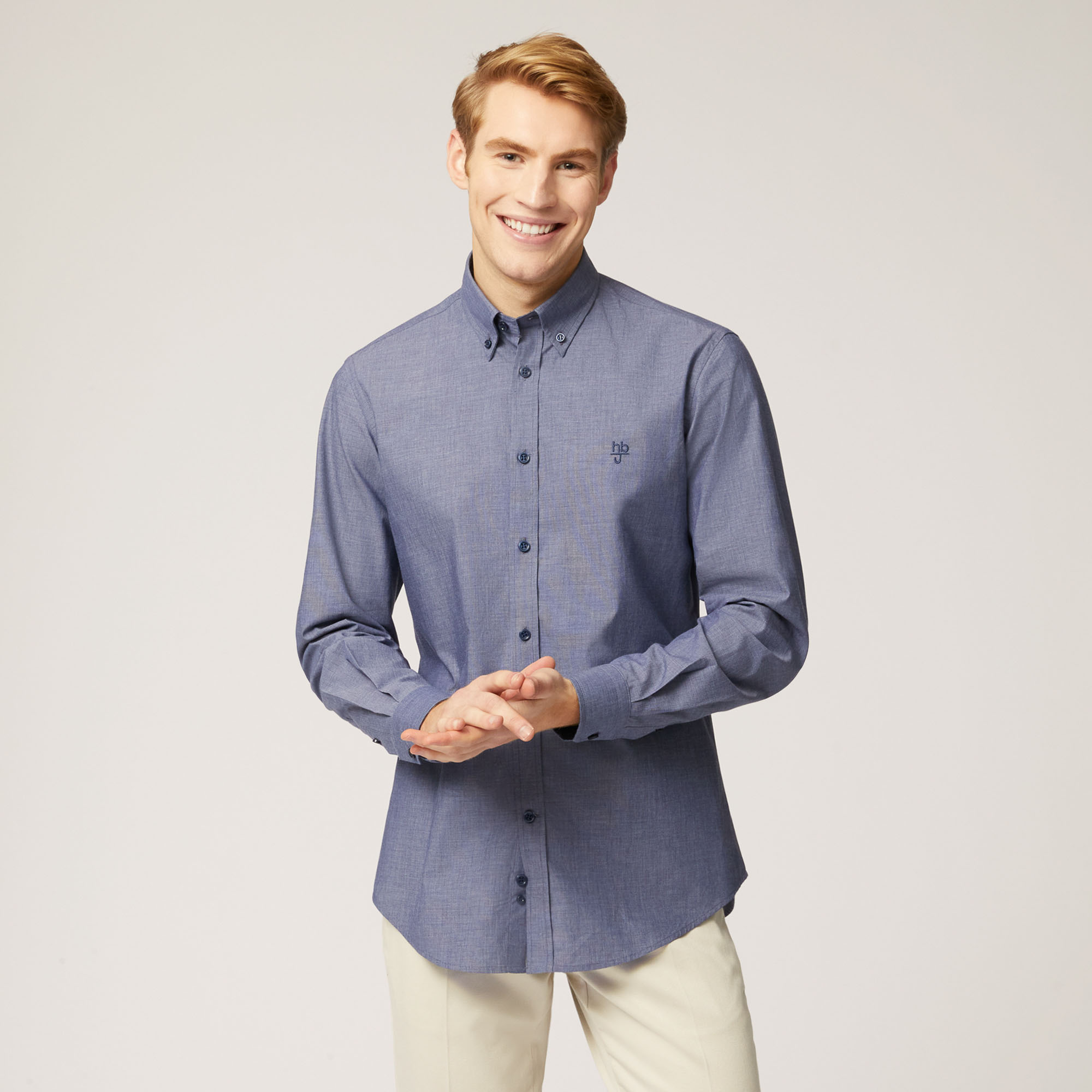 Camicia Narrow Fit In Cotone en Grigio: Camisas de Lujo | Harmont&Blaine®