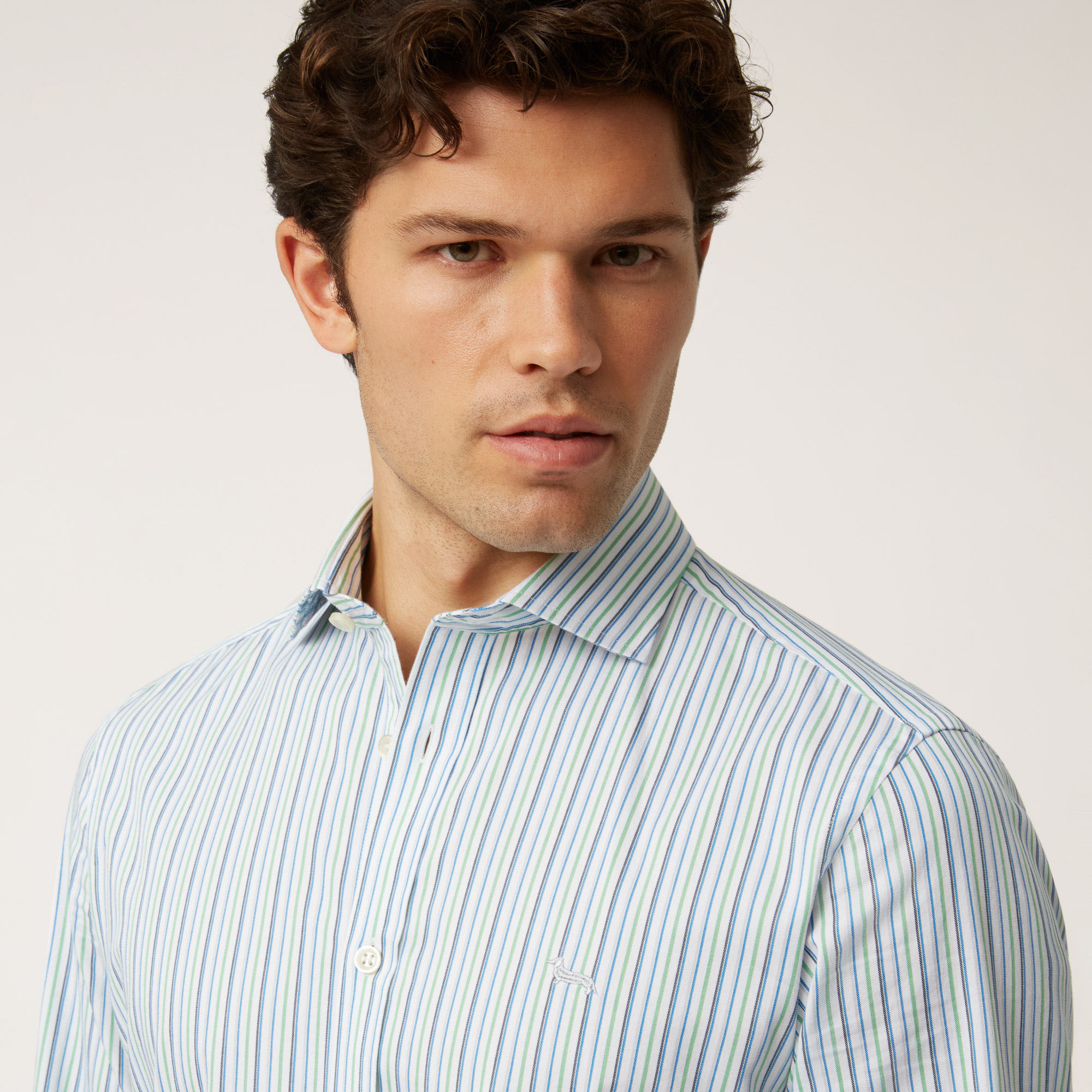Camicia A Righe Con Interni A Contrasto, Bianco, large image number 2