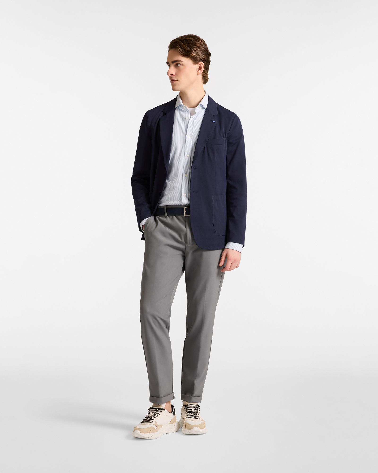 Single-Breasted Jersey Jacket with Dachshund, Navy Blue, large image number 3