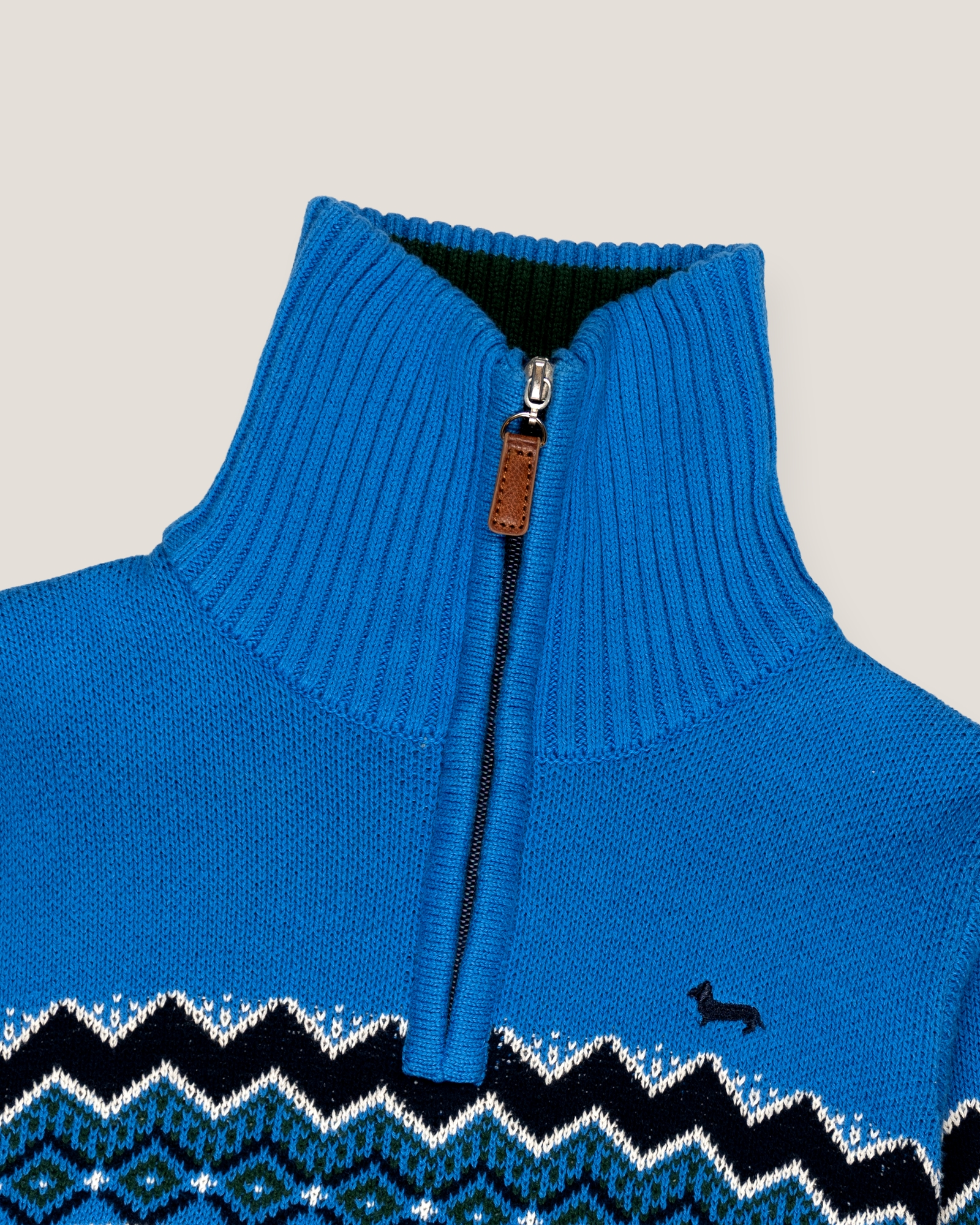 Half-zip intarsia sweater, Royal Blue, large